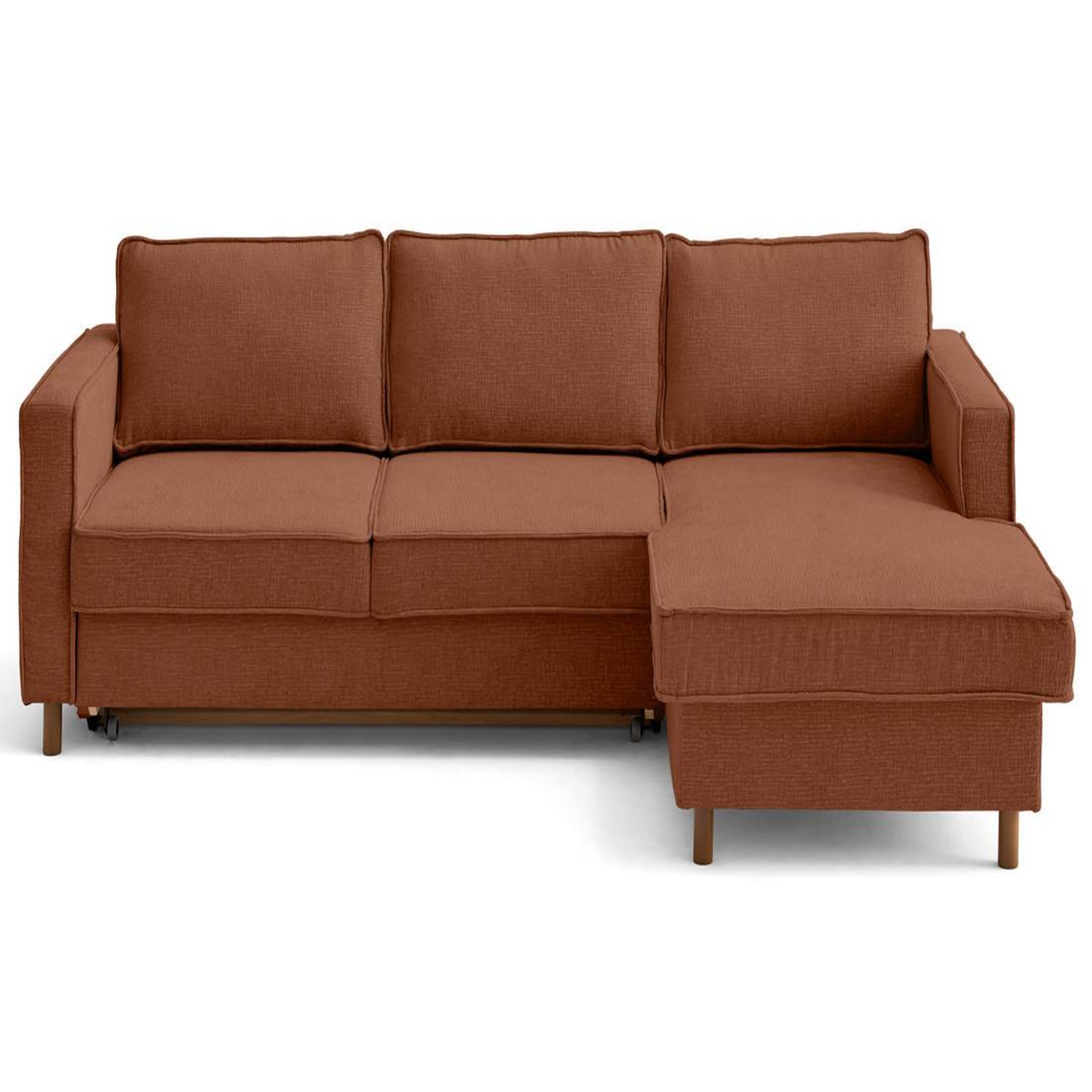 Voir la diapositive 4 : LISA DESIGN Jake - canapé d'angle droit 4 places convertible avec coffre en tissu velours relief