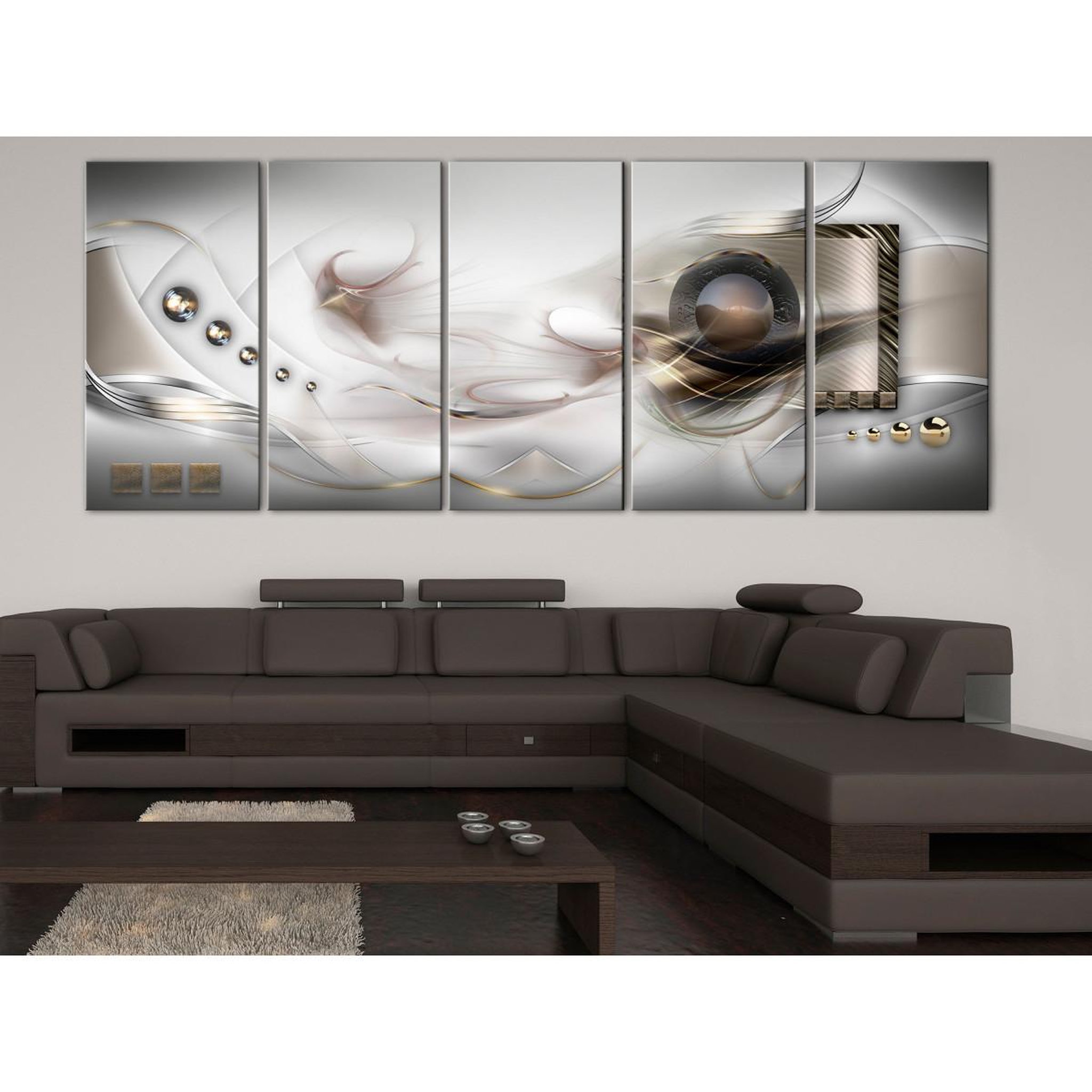 Voir la diapositive 2 : Paris Prix Tableau imprimé 5 panneaux  pearly mist narrow
