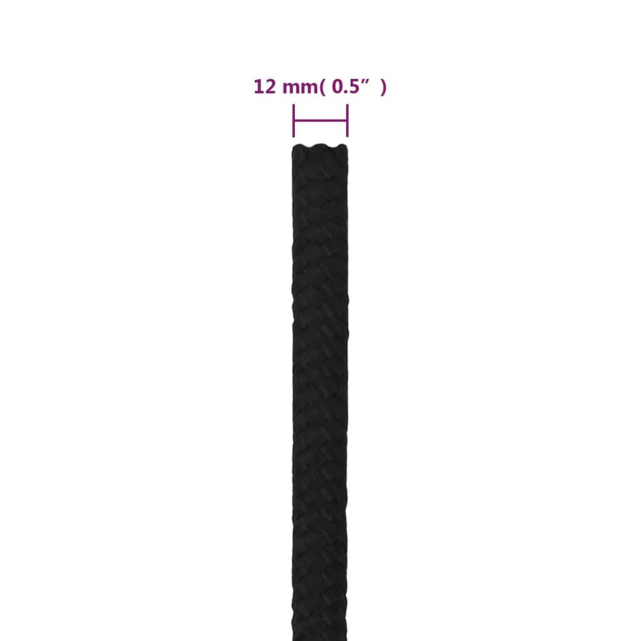 Voir la diapositive 6 : VIDAXL Corde de travail Noir 12 mm 100 m Polyester
