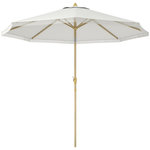 OUTSUNNY Parasol octogonal inclinable Ø 2,65 x 2,44H m mât baleine métal aspect bois polyester haute densité 180 g/m² blanc