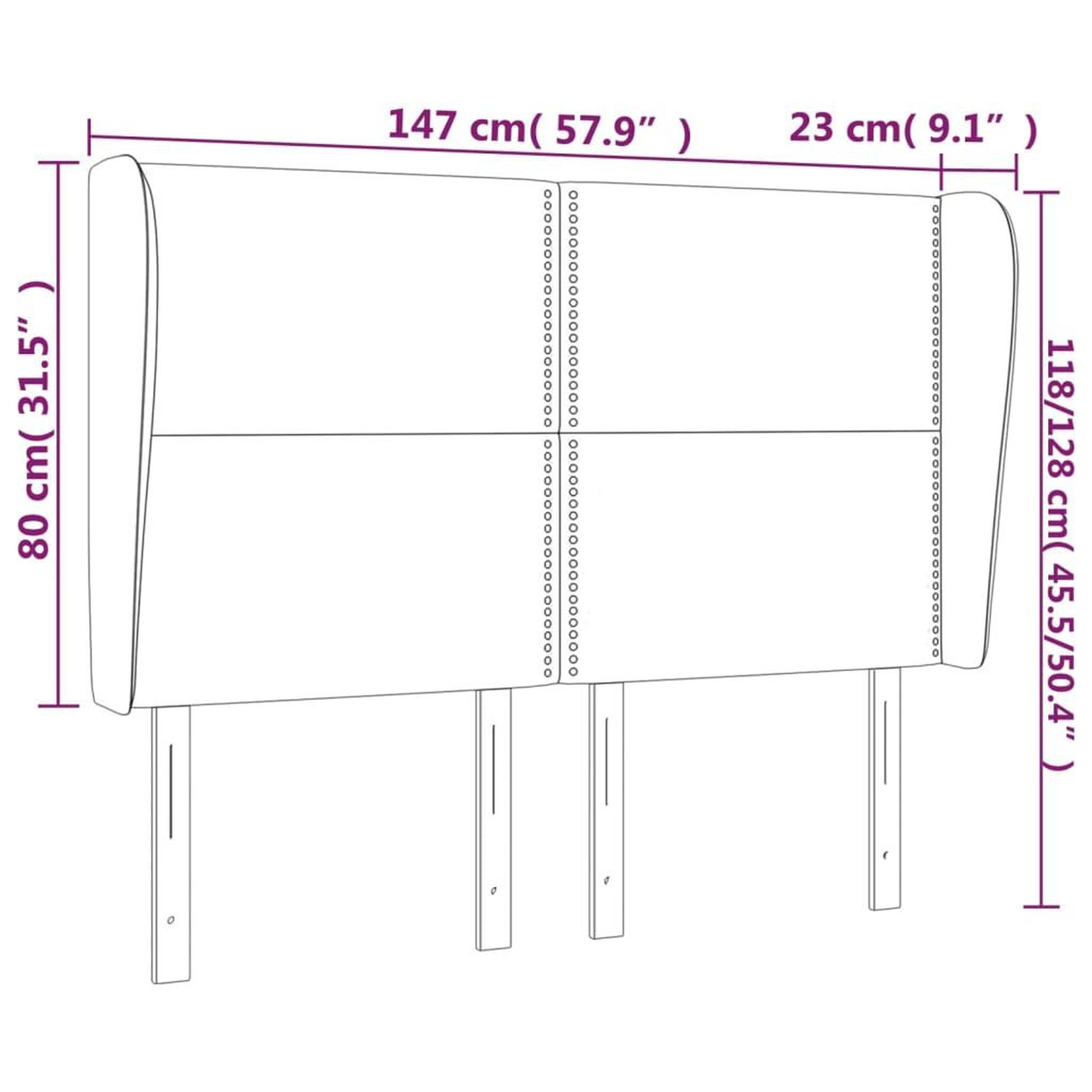 Voir la diapositive 6 : VIDAXL Tete de lit avec oreilles Gris fonce 147x23x118/128 cm Tissu