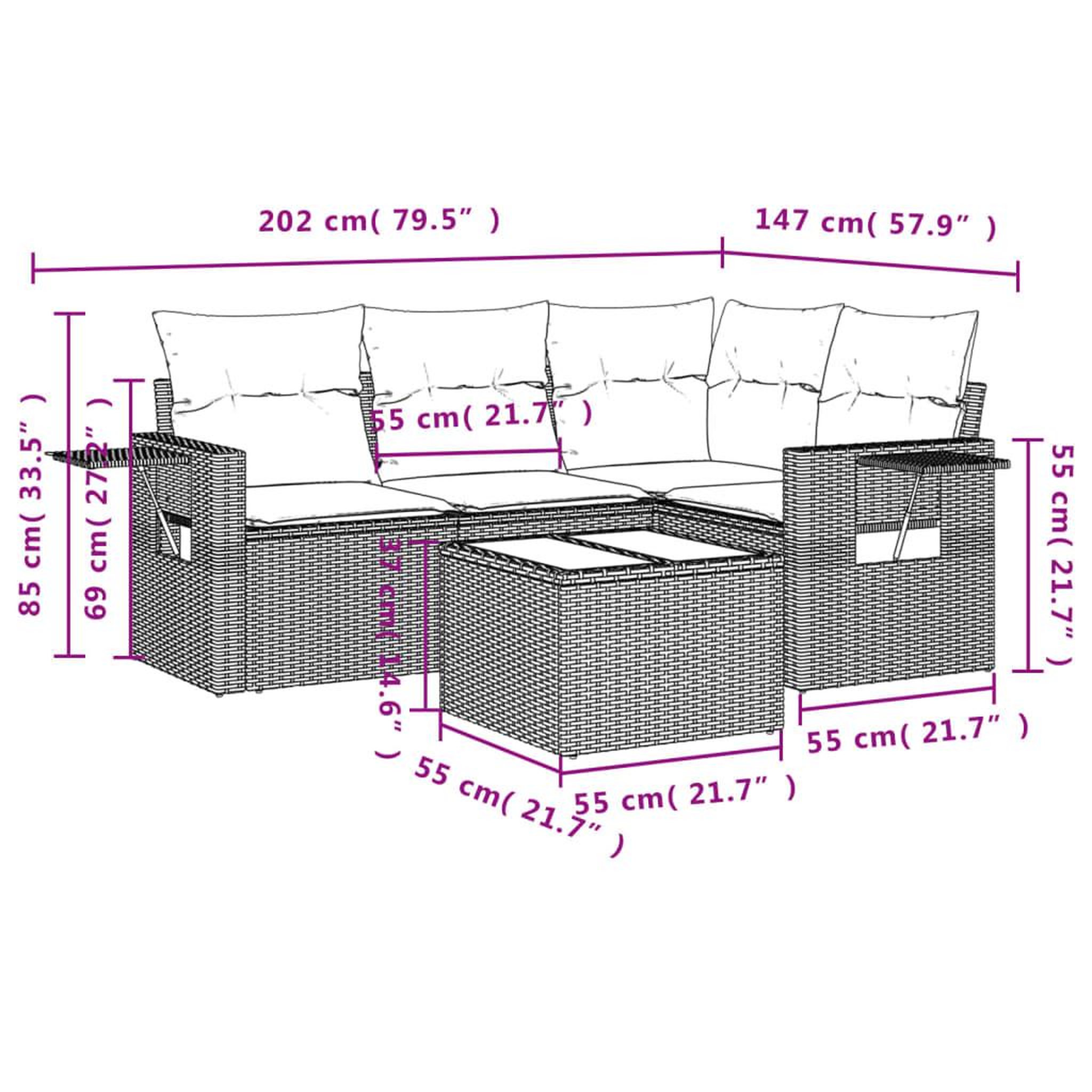 Voir la diapositive 4 : VIDAXL Salon de jardin avec coussins 5 pcs beige resine tressee