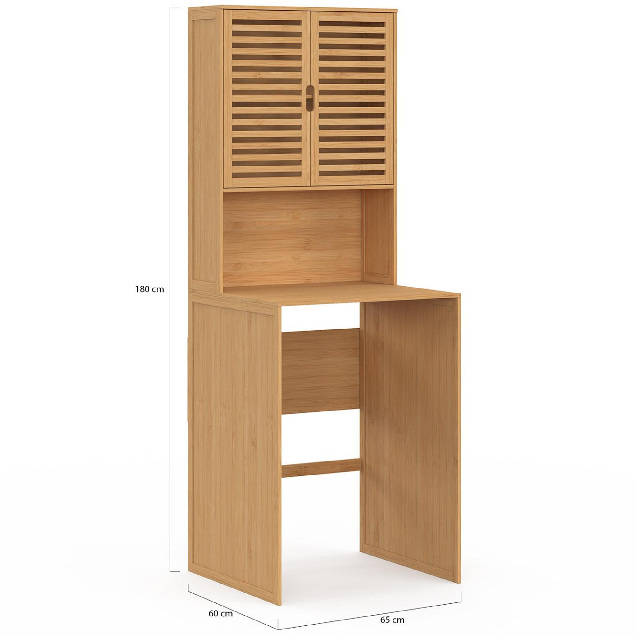 Voir la diapositive 5 : ID MARKET Meuble dessus de machine à laver bambou bea avec placard