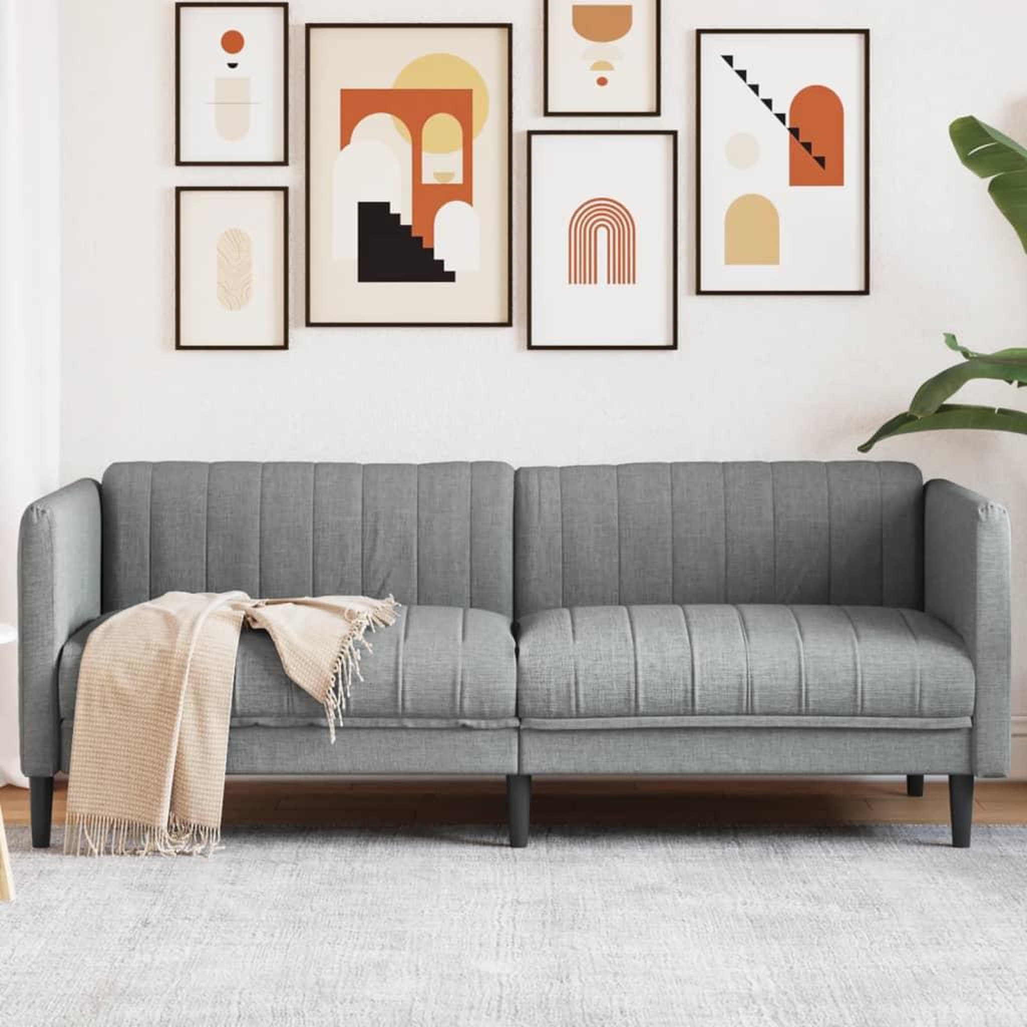 VIDAXL Canape a 3 places gris clair tissu