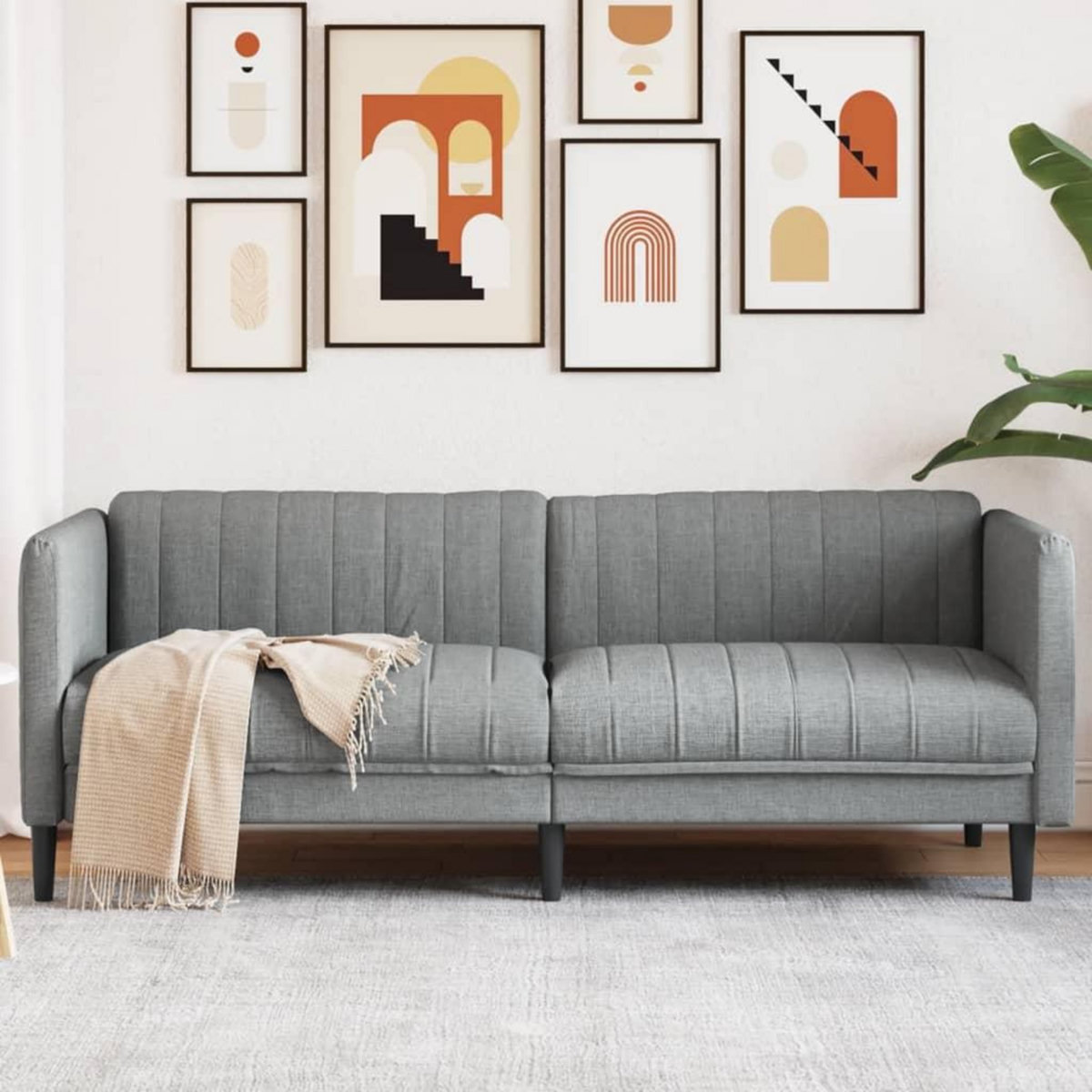 VIDAXL Canape a 3 places gris clair tissu