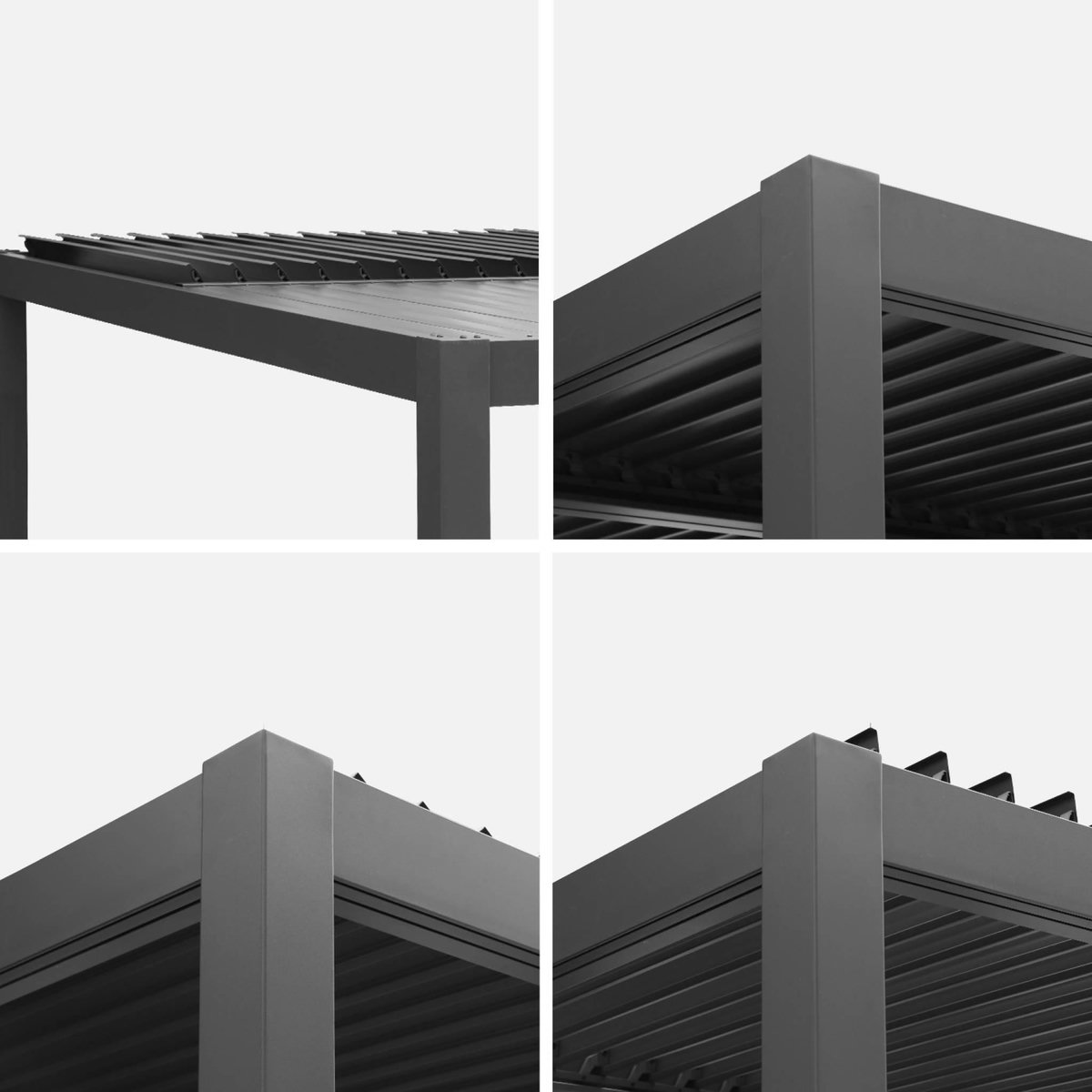 SWEEEK Pergola bioclimatique aluminium et acier 4x3m + auvent 3m anthracite Palace