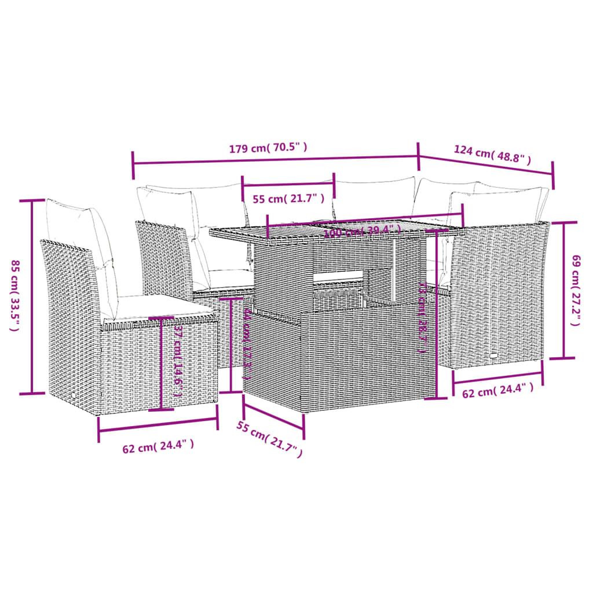 Voir la diapositive 4 : VIDAXL Salon de jardin avec coussins 5 pcs beige resine tressee