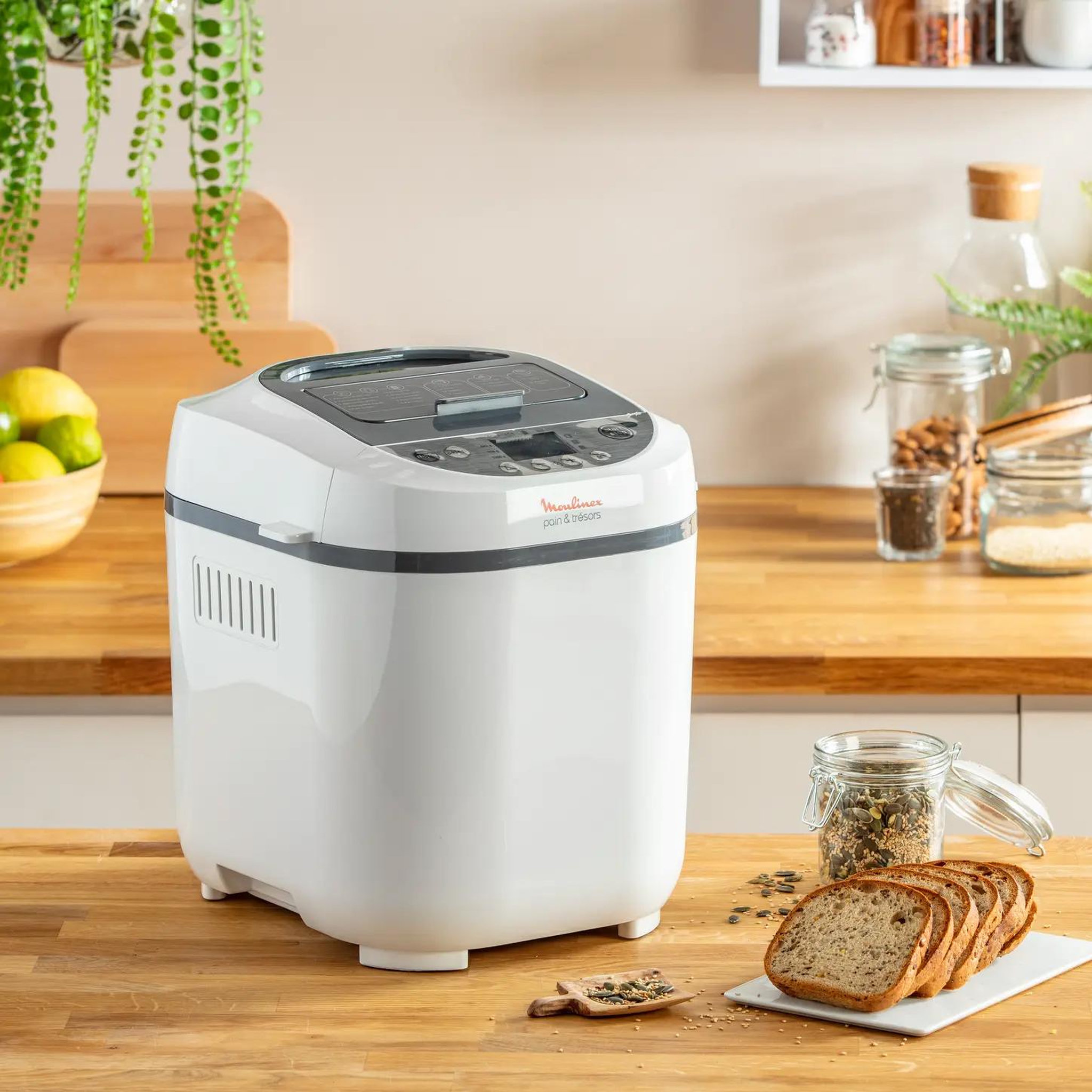 Voir la diapositive 4 : MOULINEX Machine à pain 1kg 720w blanc - ow250110