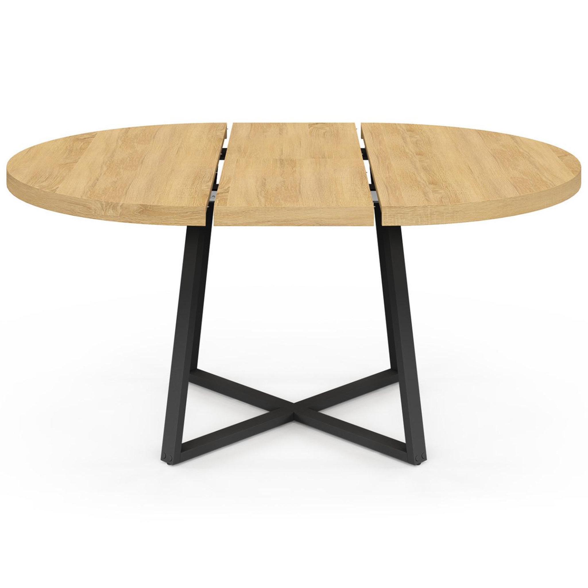 Voir la diapositive 3 : ID MARKET Table à manger extensible ronde selma 4-8 personnes bois et noir 110-150 cm