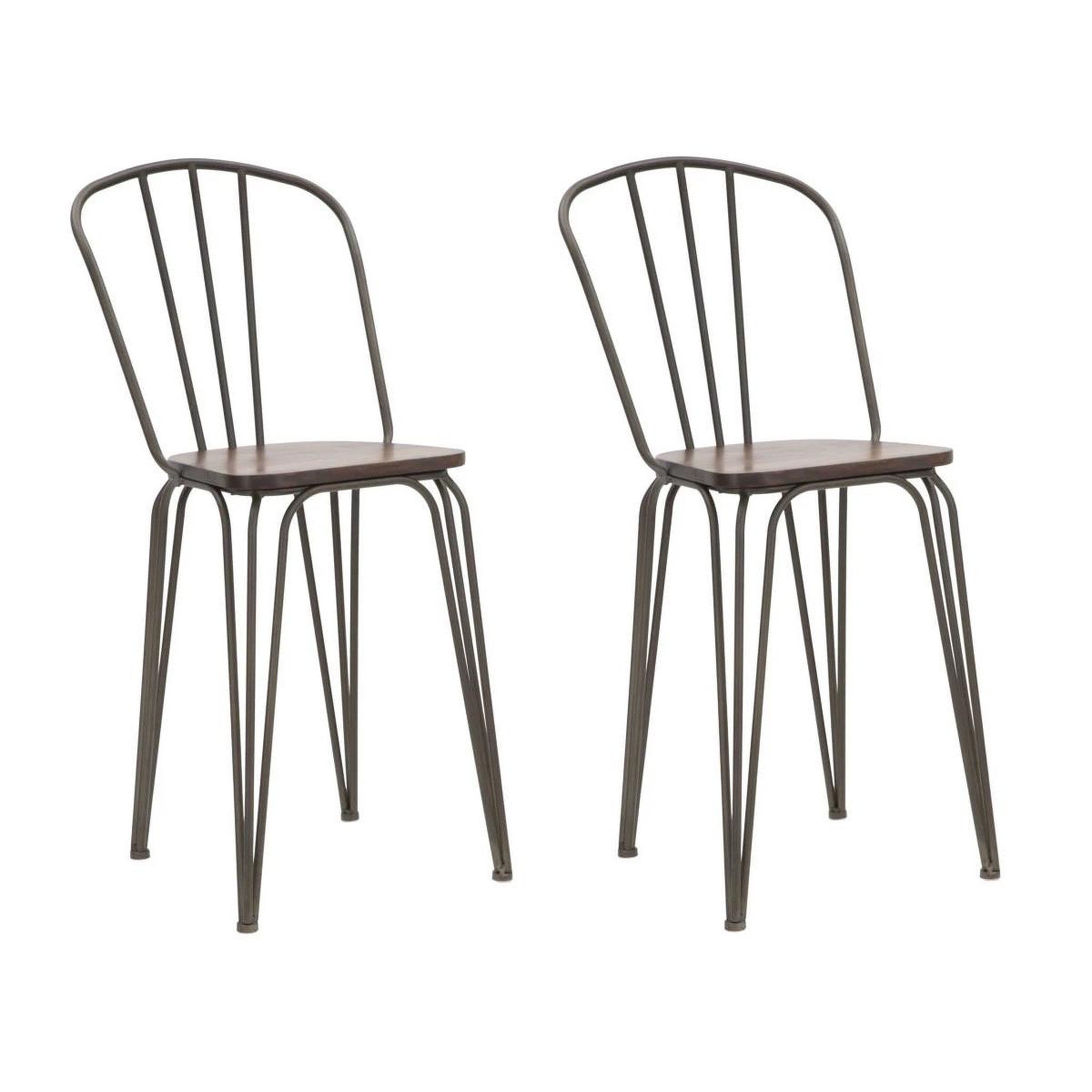 Paris Prix Lot de 2 chaises de bar industriel  harlem  102cm gris foncé
