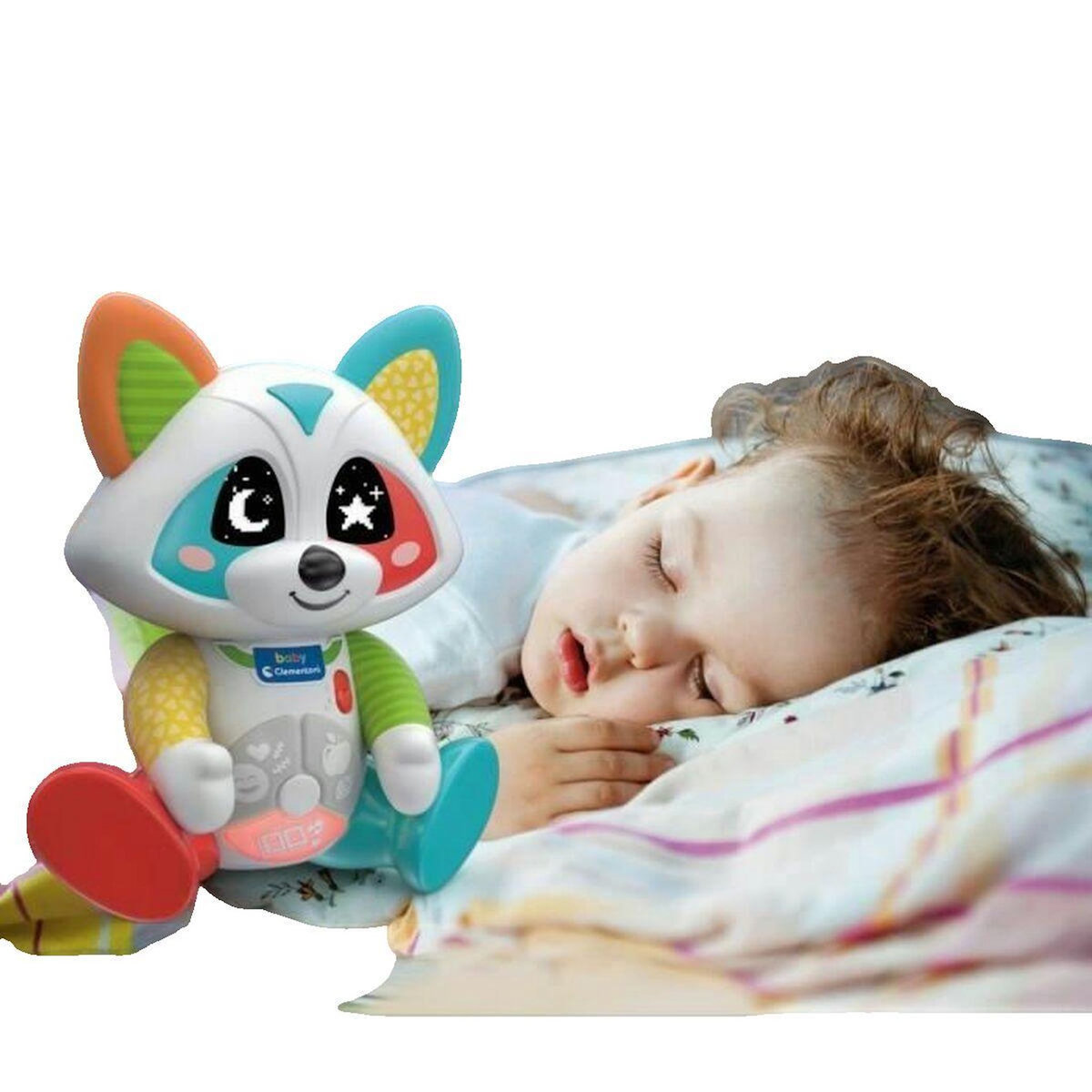 CLEMENTONI Peluche interactive Clementoni Oliver, le raton-laveur joueur coloré