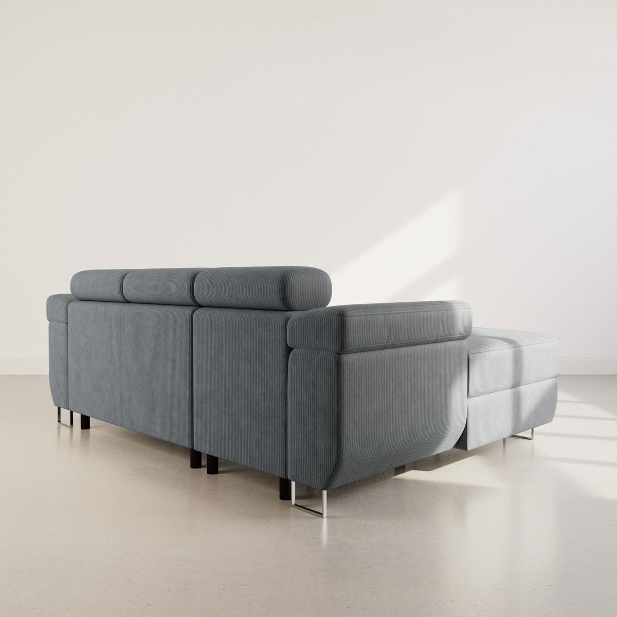 BEST MOBILIER Pablo - canapé d'angle gauche - 6 places - convertible avec coffre et têtières réglables - en velours côtelé