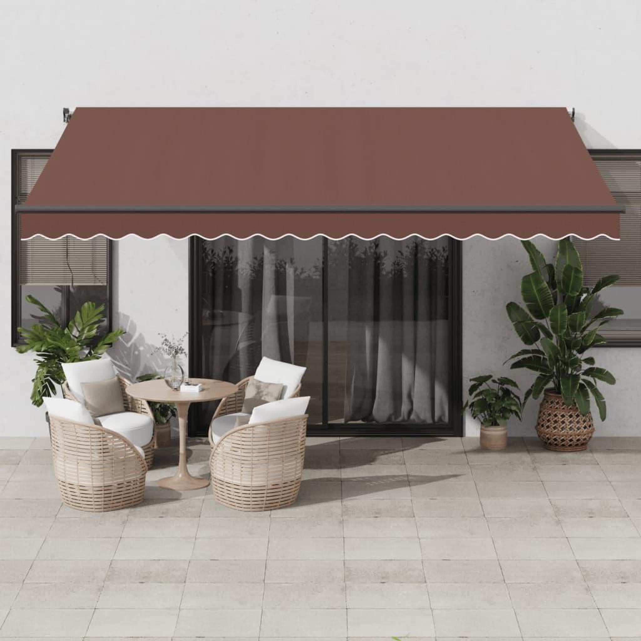 VIDAXL Auvent manuel retractable avec LED marron 450x350 cm