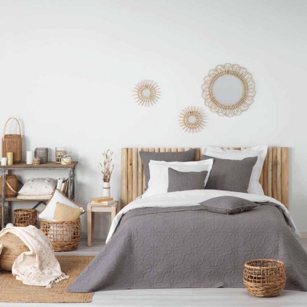 Paris Prix Housse de Coussin  Florette  60x60cm Anthracite