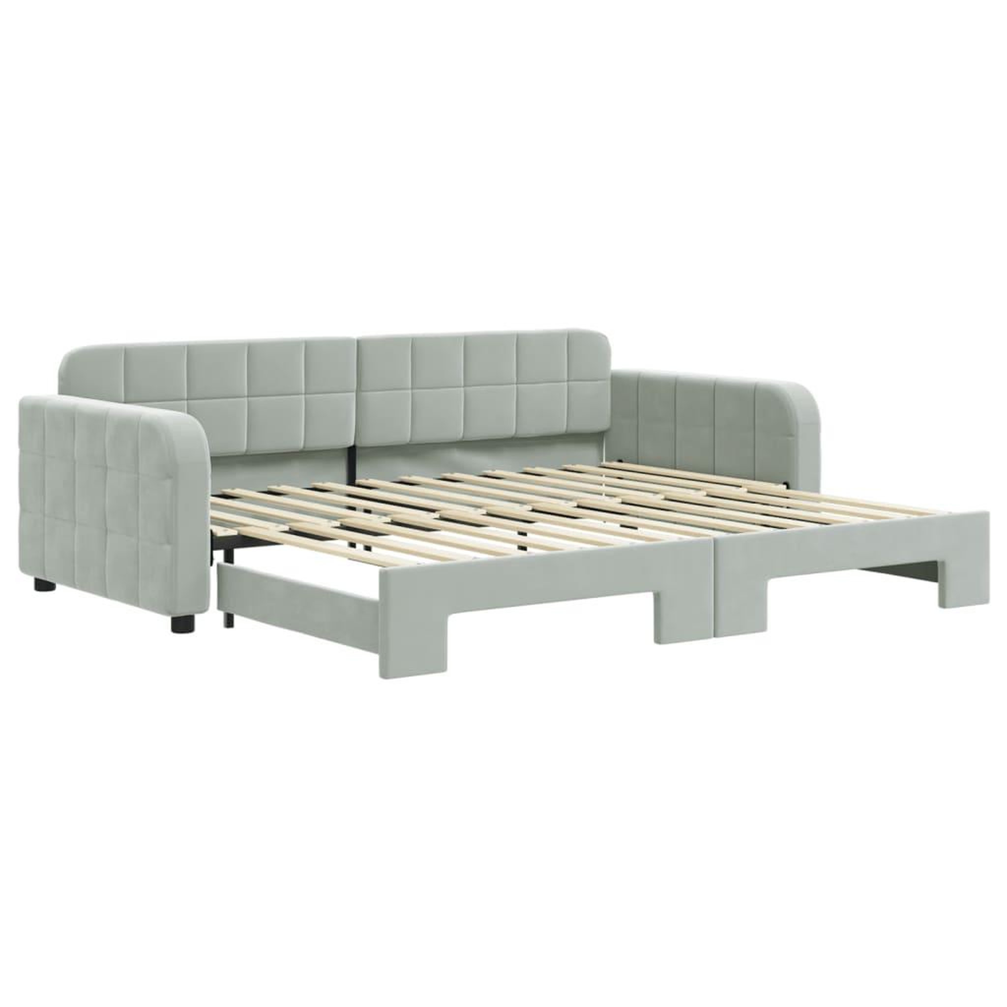 Voir la diapositive 2 : VIDAXL Lit de jour avec gigogne sans matelas gris clair 90x200 cm