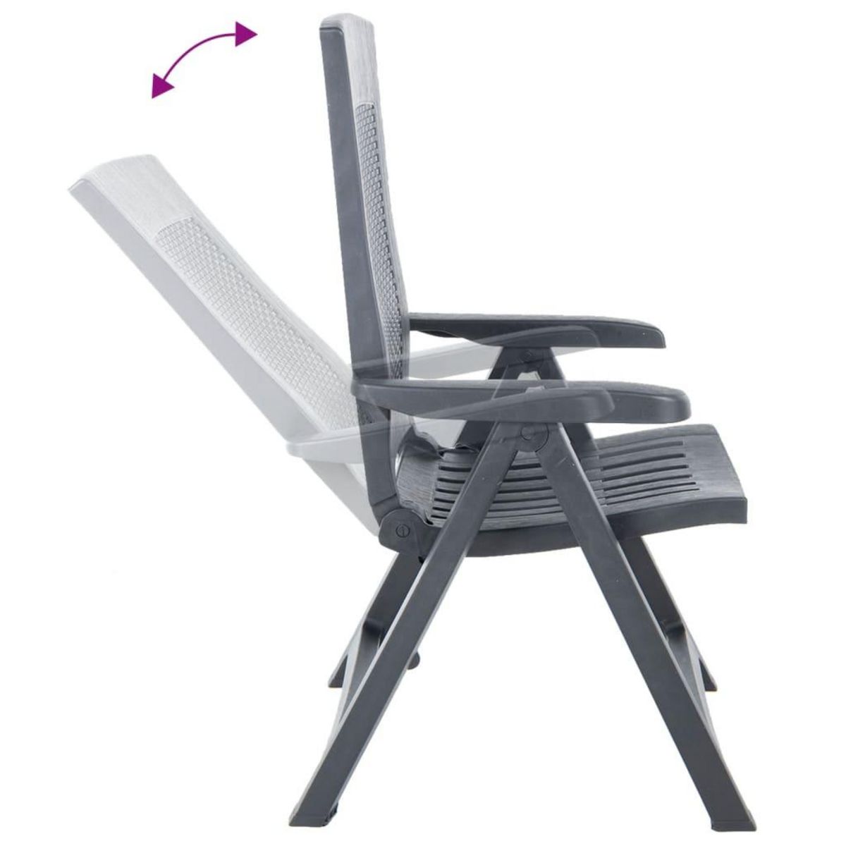 VIDAXL Chaises inclinables de jardin lot de 2 Plastique Anthracite