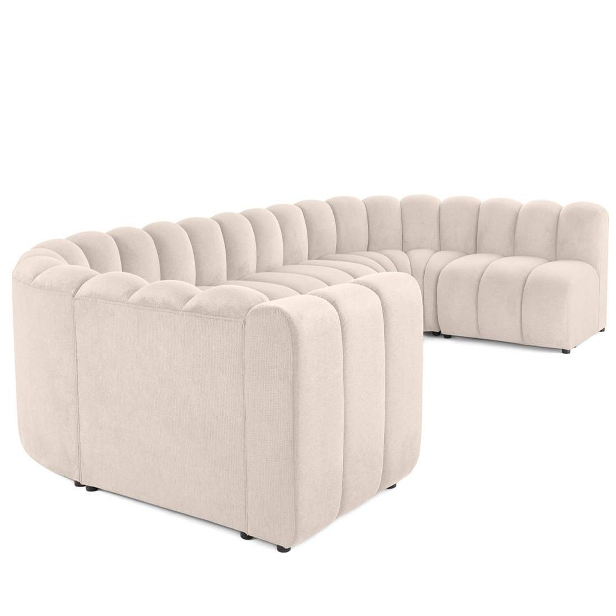 Voir la diapositive 5 : LISA DESIGN Debbie - canapé modulable panoramique d'angle droit 7 places en tissu texturé