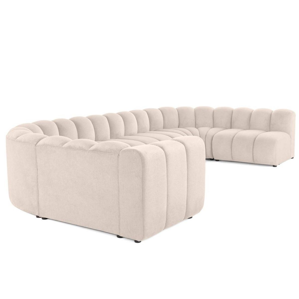 LISA DESIGN Debbie - canapé modulable panoramique d'angle droit 7 places en tissu texturé