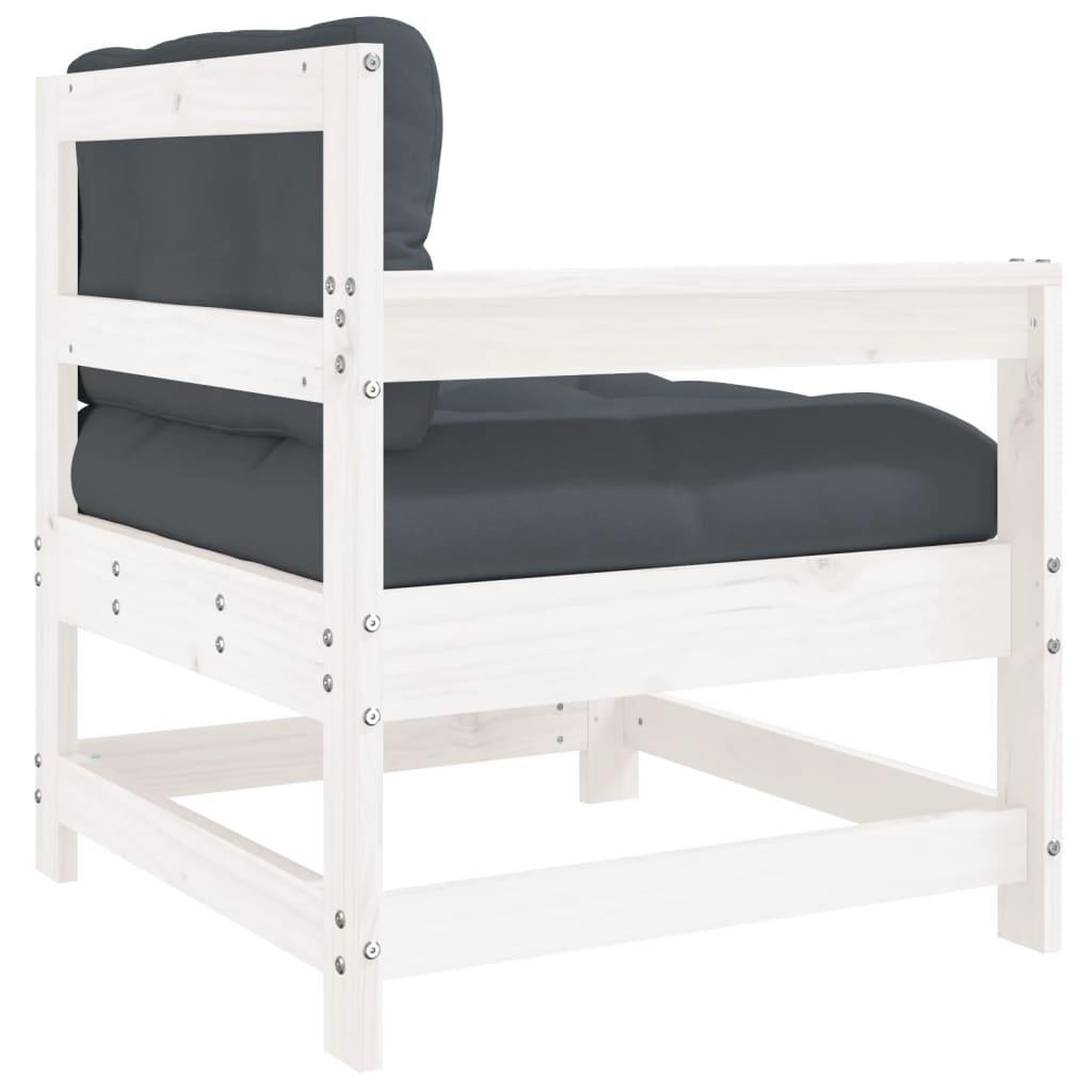 Voir la diapositive 5 : VIDAXL Chaise de jardin avec coussins blanc bois de pin massif
