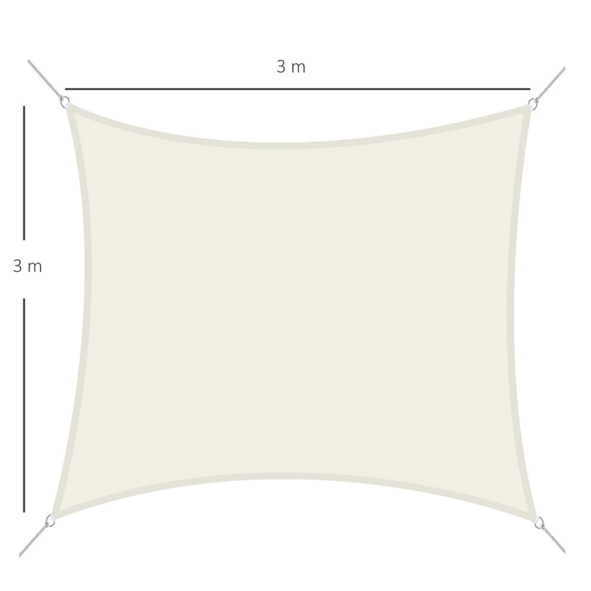 OUTSUNNY Voile d'ombrage carré 3 x 3 m polyester imperméabilisé haute densité 160 g/m² crème