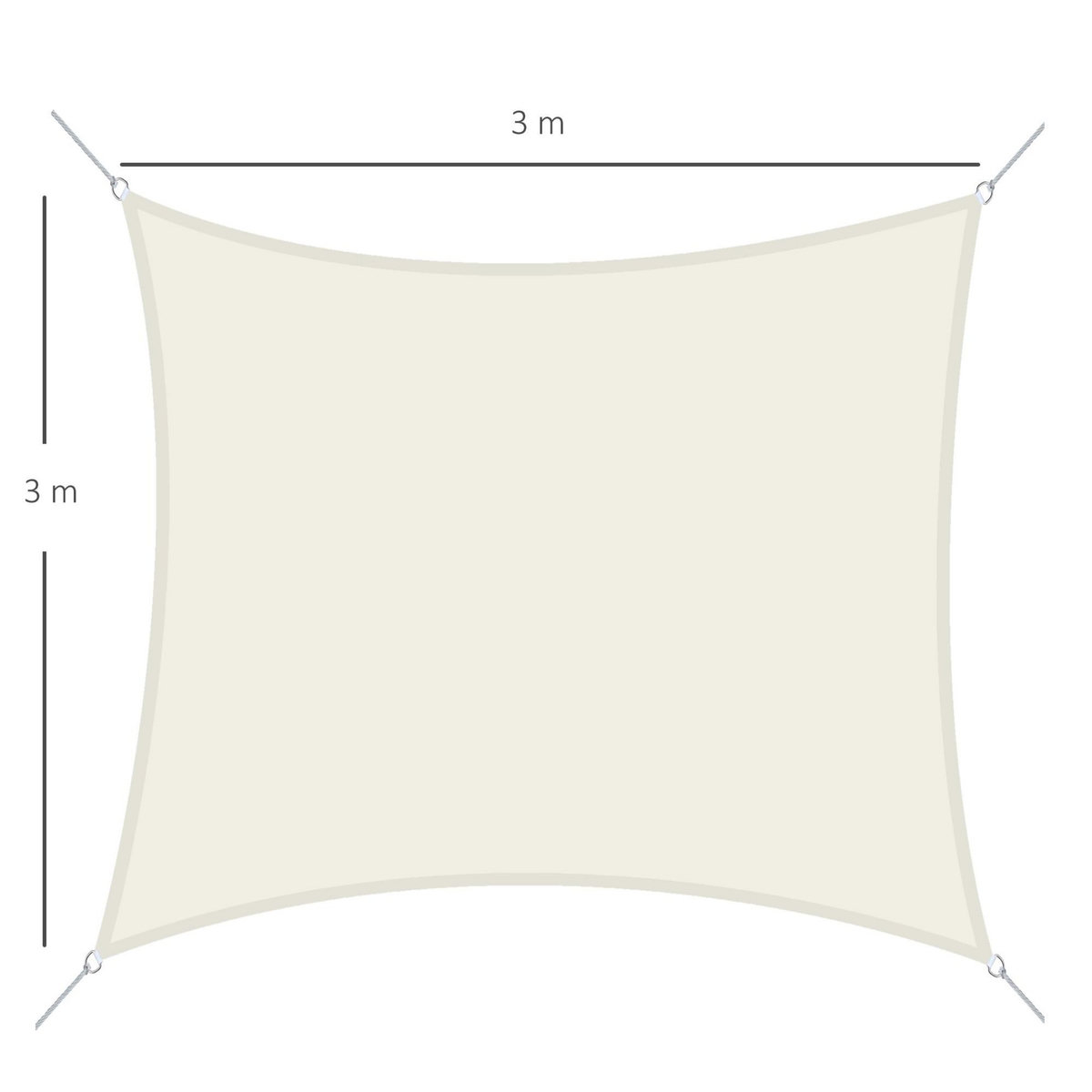 OUTSUNNY Voile d'ombrage carré 3 x 3 m polyester imperméabilisé haute densité 160 g/m² crème