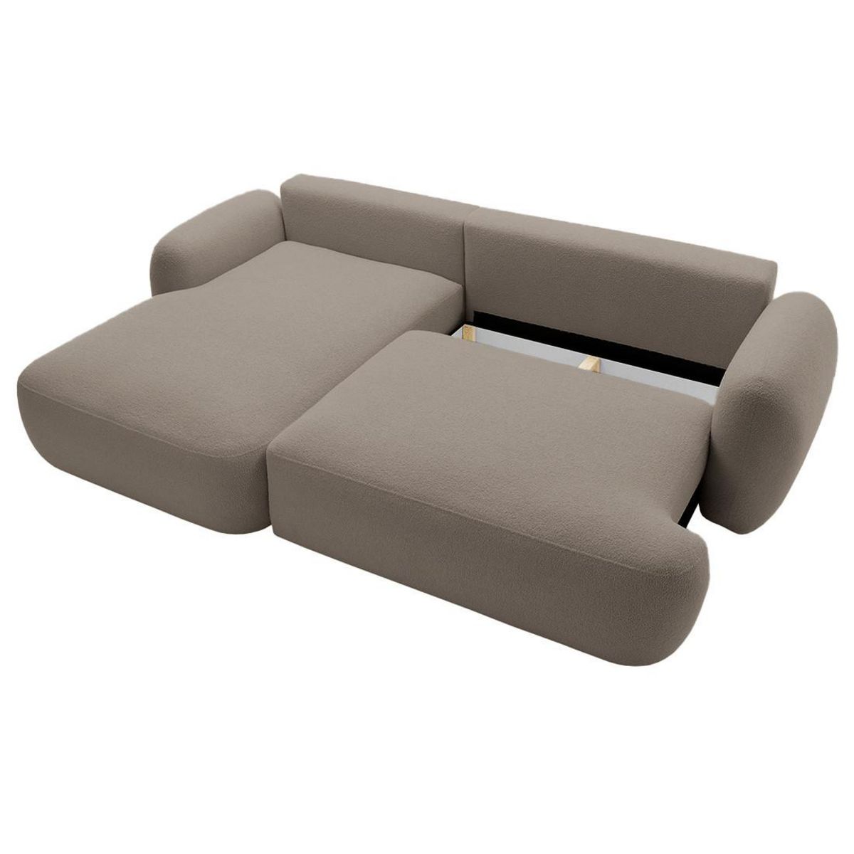 BEST MOBILIER Berenice - canapé d'angle gauche 4 places convertible avec coffre en tissu bouclette