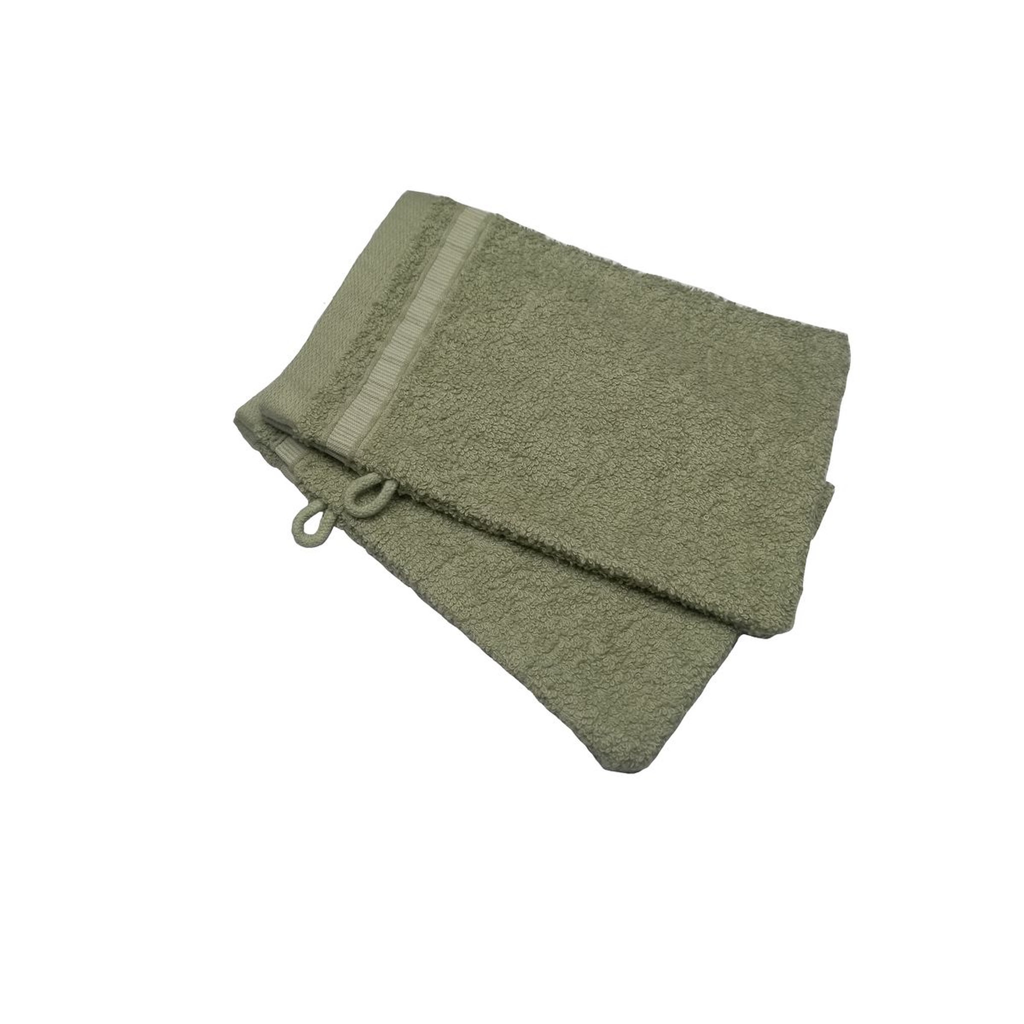 ACTUEL Lot de 2 gants de toilette uni en polycoton recyclé 450gsm