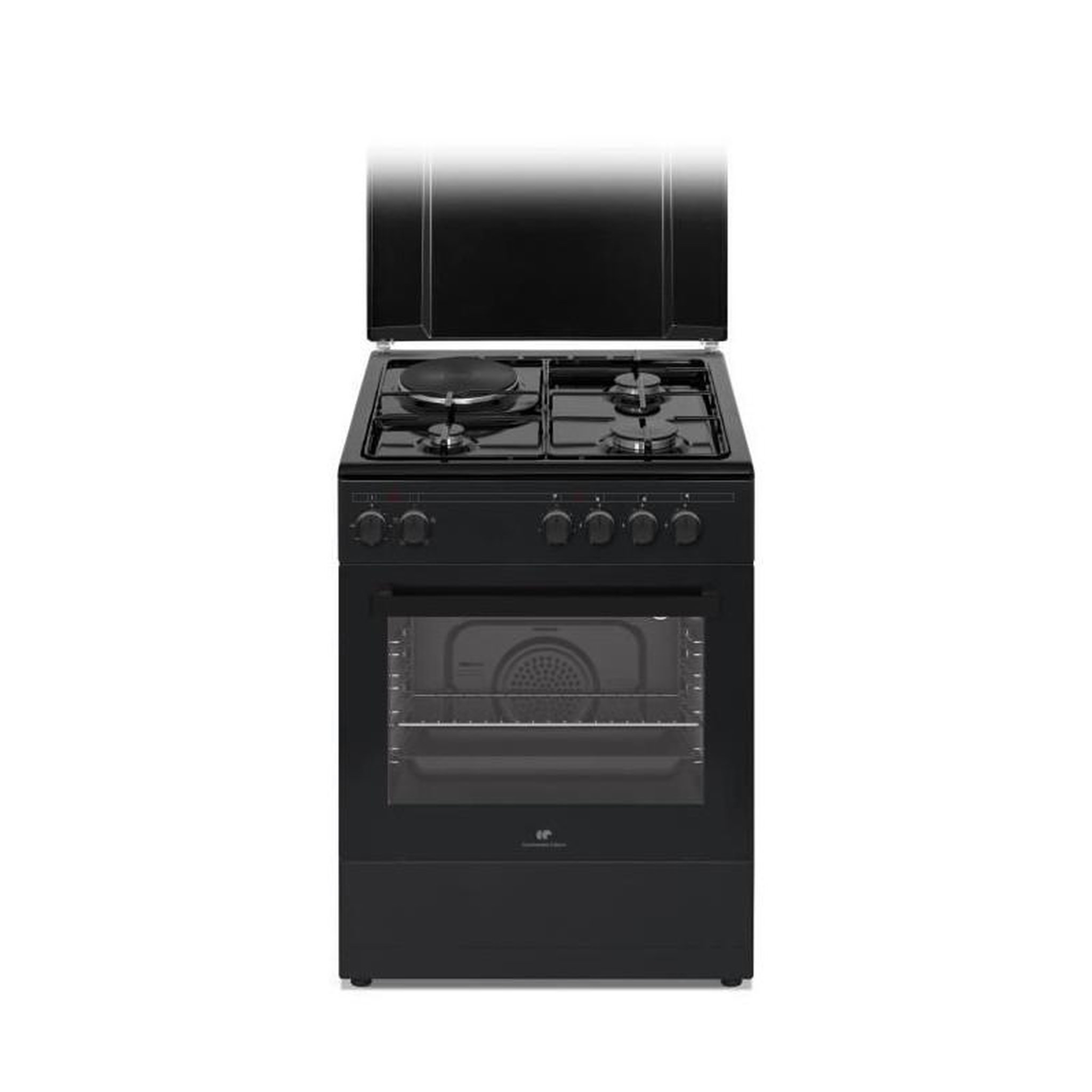 CONTINENTAL EDISON Cuisinière mixte – 3 feux gaz + 1 électrique –  Noir – Continental Edison CECM60FCB