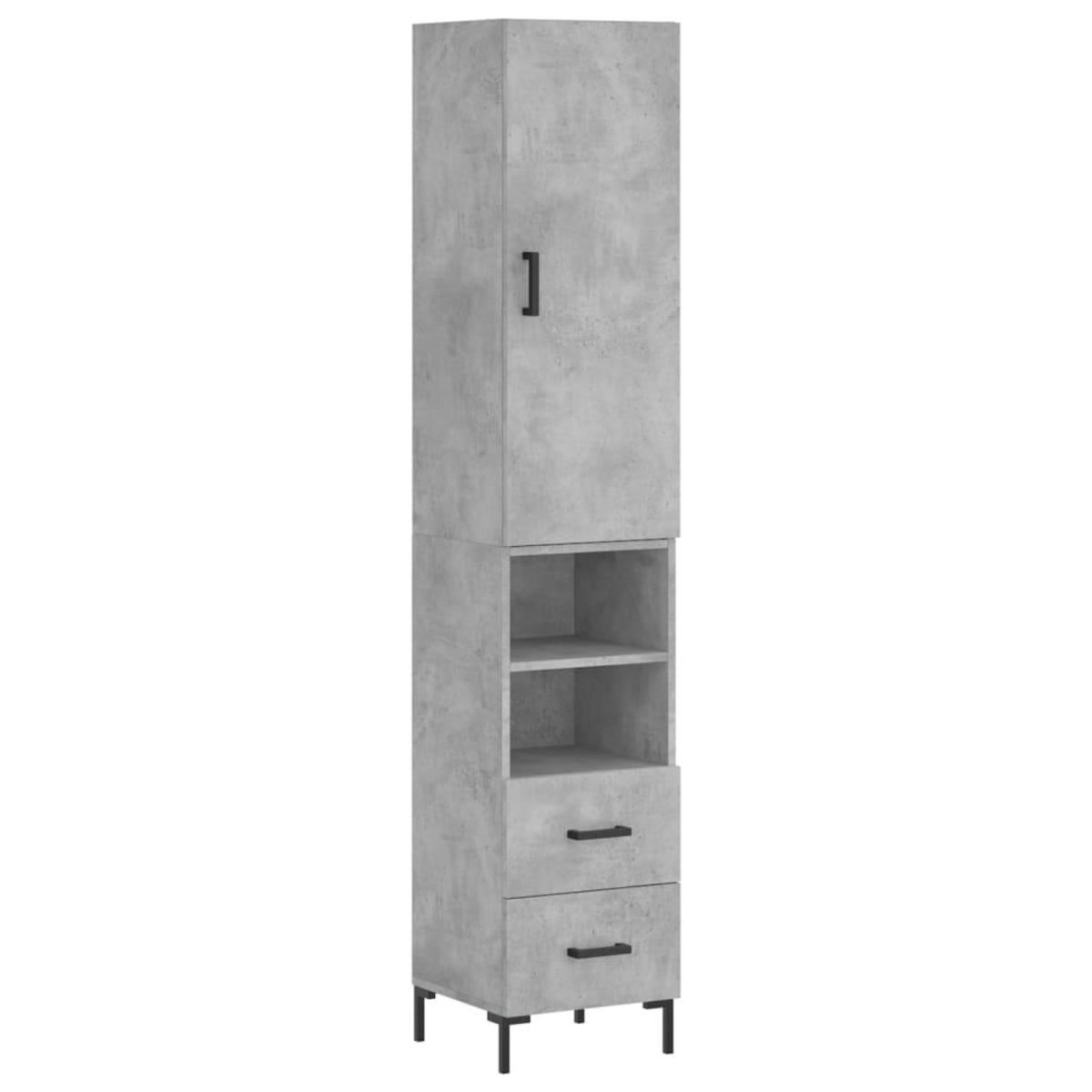 VIDAXL Buffet haut Gris beton 34,5x34x180 cm Bois d'ingenierie