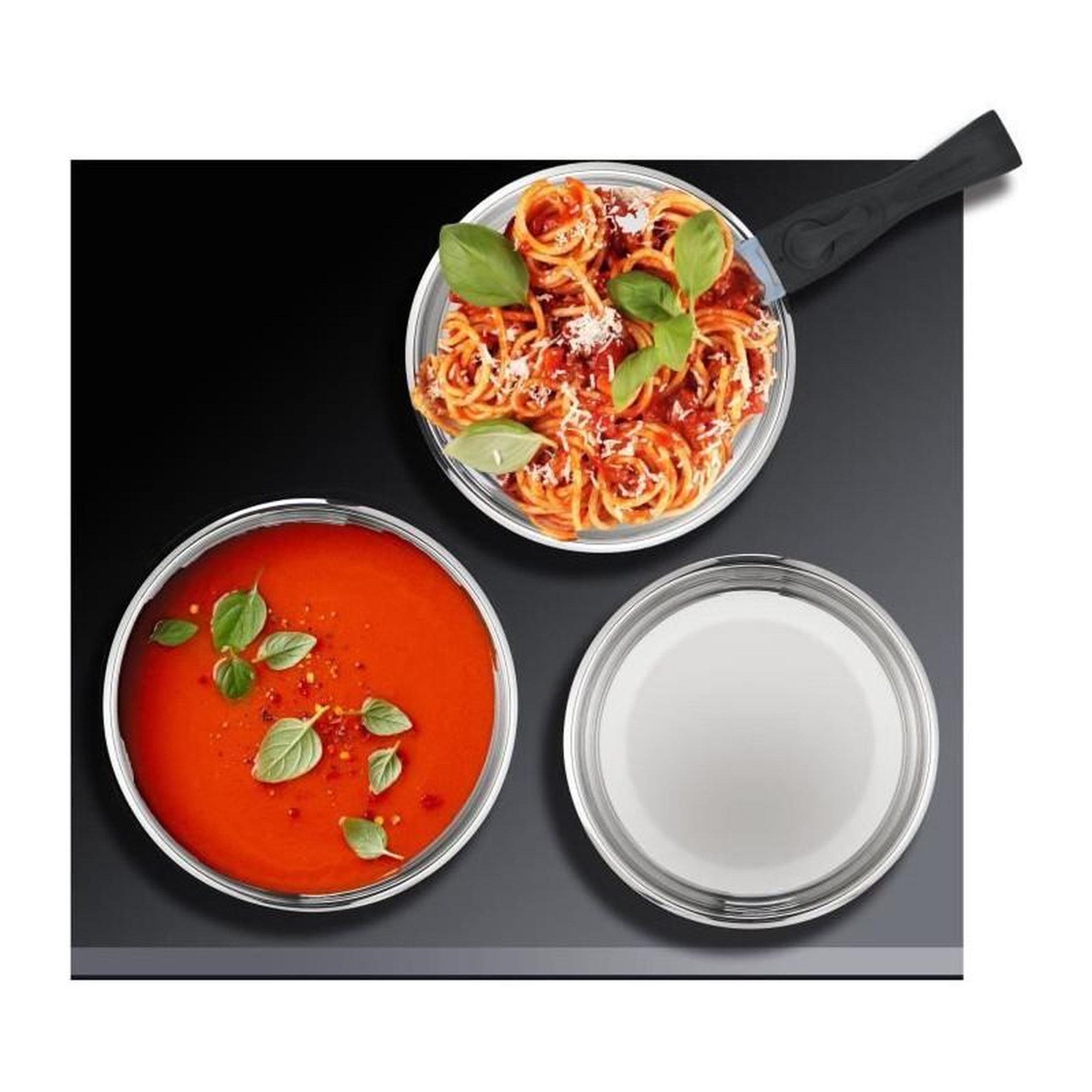 Voir la diapositive 4 : Arthur Martin Batterie de cuisine induction - Arthur Martin - AM2238 - Acier inoxydable - 10 pieces - Poignée amovible - Tous feux dont induc