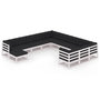 Voir la diapositive 2 : VIDAXL Salon de jardin 12 pcs avec coussins Blanc Bois de pin massif