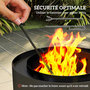 Voir la diapositive 6 : OUTSUNNY Brasero extérieur Ø45 cm design - bac à cendres intégré, tisonnier - acier noir
