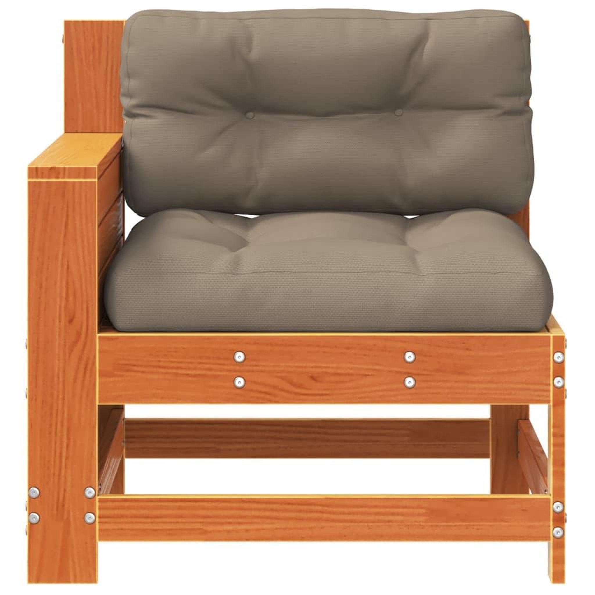 Voir la diapositive 4 : VIDAXL Canape de jardin accoudoir coussins cire marron bois pin massif