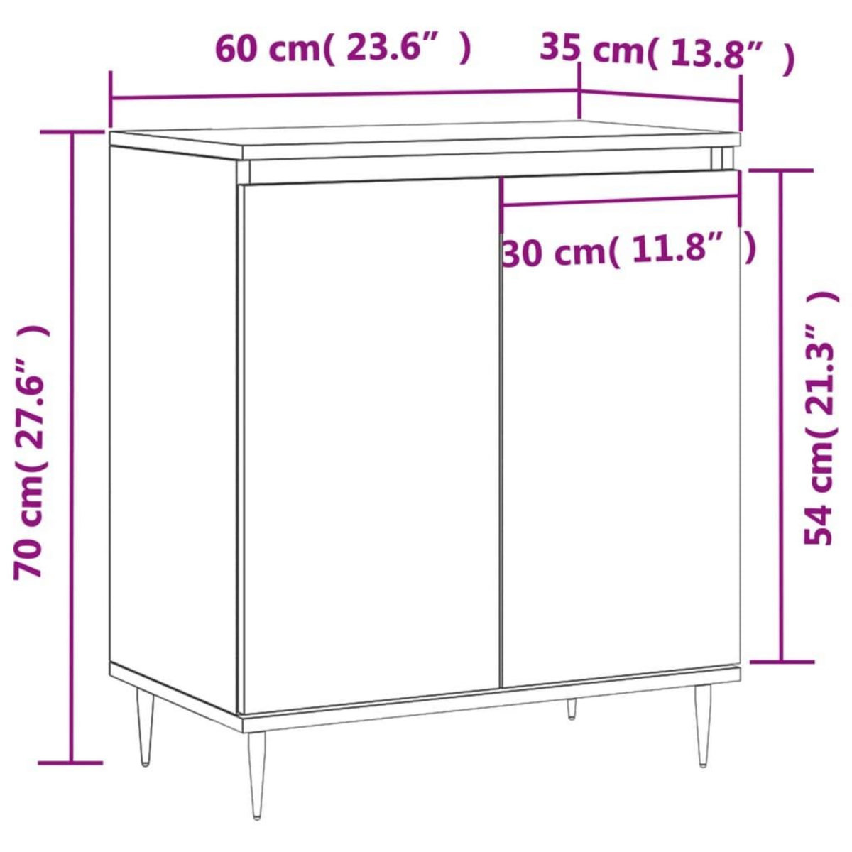 VIDAXL Buffet Chene fume 60x35x70 cm Bois d'ingenierie