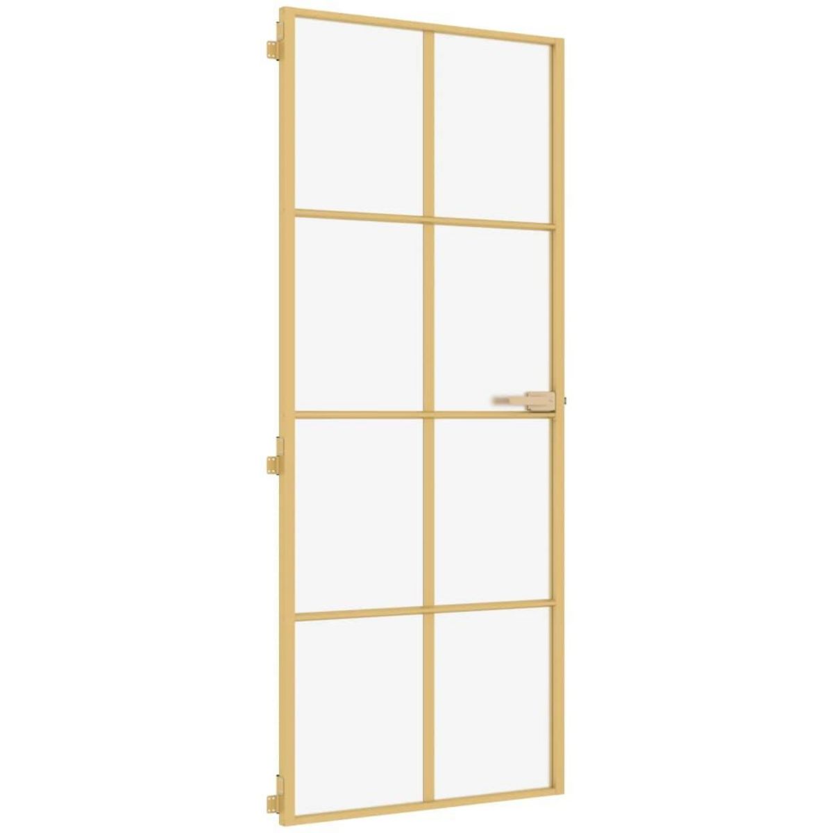 VIDAXL Porte interieure mince dore 93x201,5 cm verre trempe aluminium