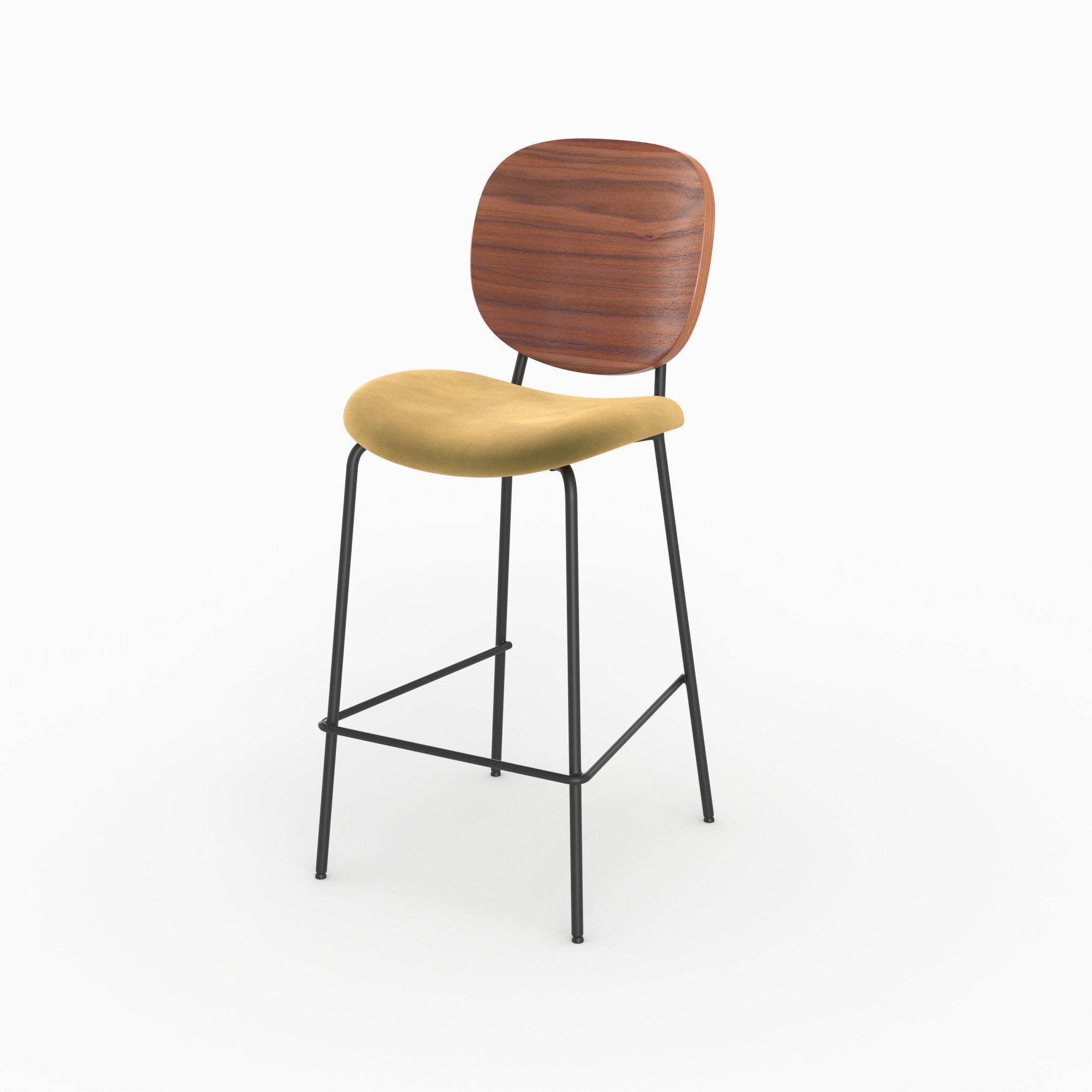 Voir la diapositive 6 : MAISON PAVANE Lot de 2 chaises pour îlot central 65,5 cm en velours jaune-simone
