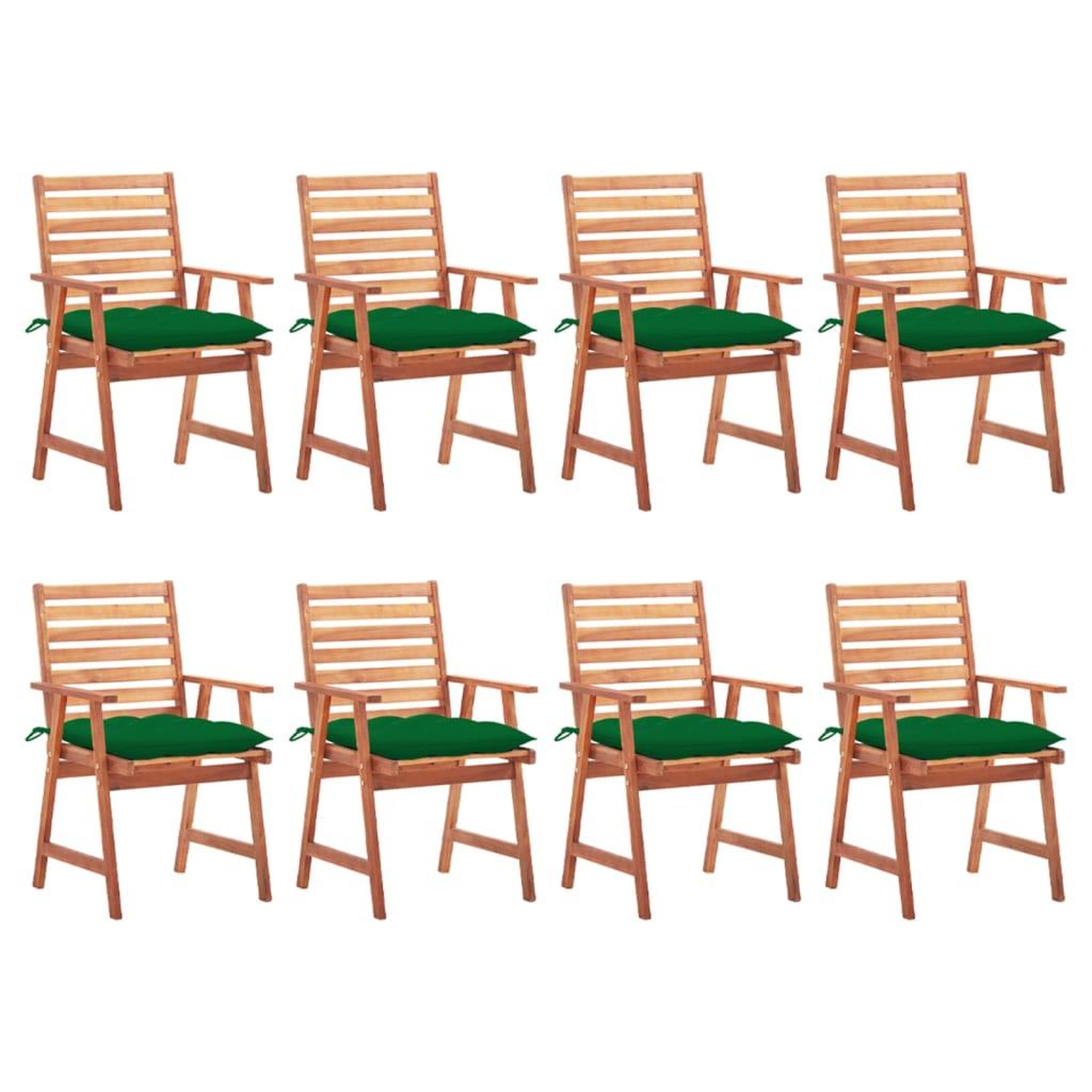 Voir la diapositive 1 : VIDAXL Chaises a manger d'exterieur lot de 8 et coussins Acacia massif