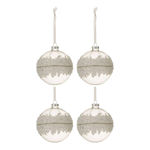 Paris Prix Lot de 4 Boules de Noël  Glace  10cm Blanc & Argent