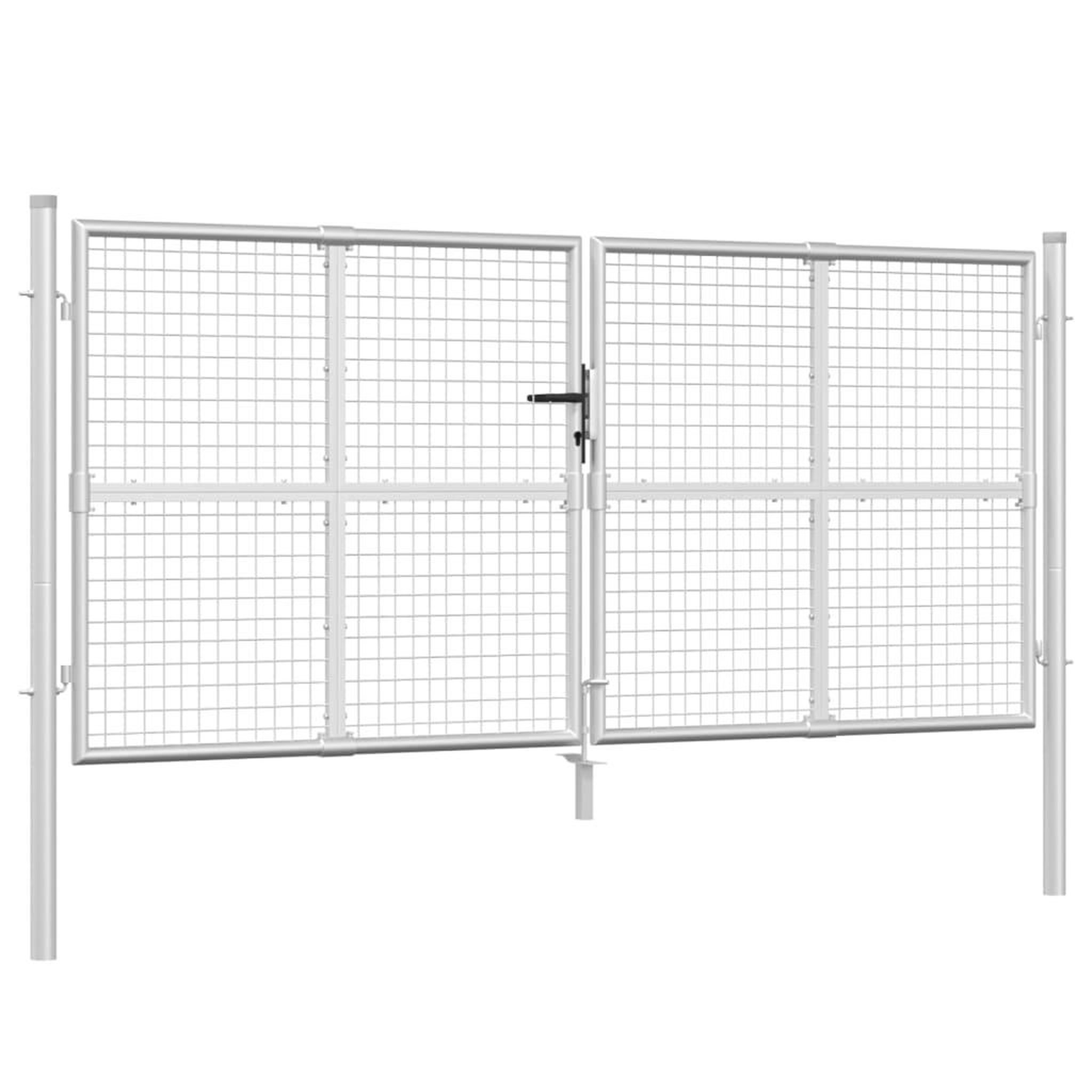 Voir la diapositive 2 : VIDAXL Portal de jardin maille argente 300x175 cm acier galvanise