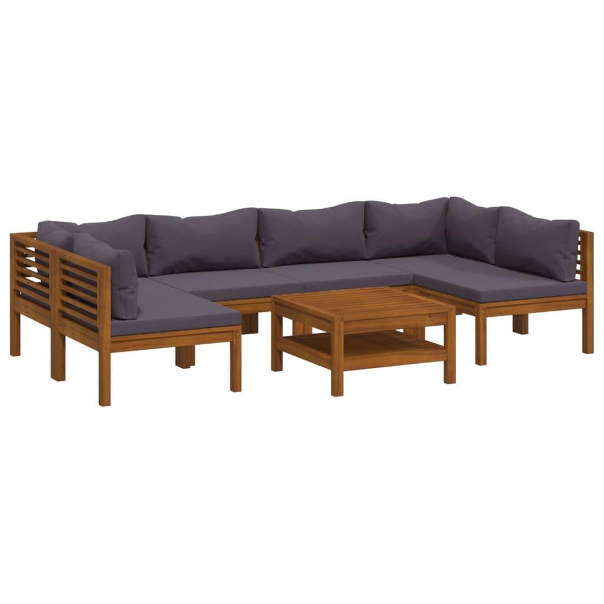 Voir la diapositive 2 : VIDAXL Salon de jardin 7 pcs avec coussin Bois d'acacia solide