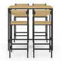 Voir la diapositive 3 : ID MARKET Ensemble table haute de bar DETROIT 100 cm et 4 chaises de bar design industriel