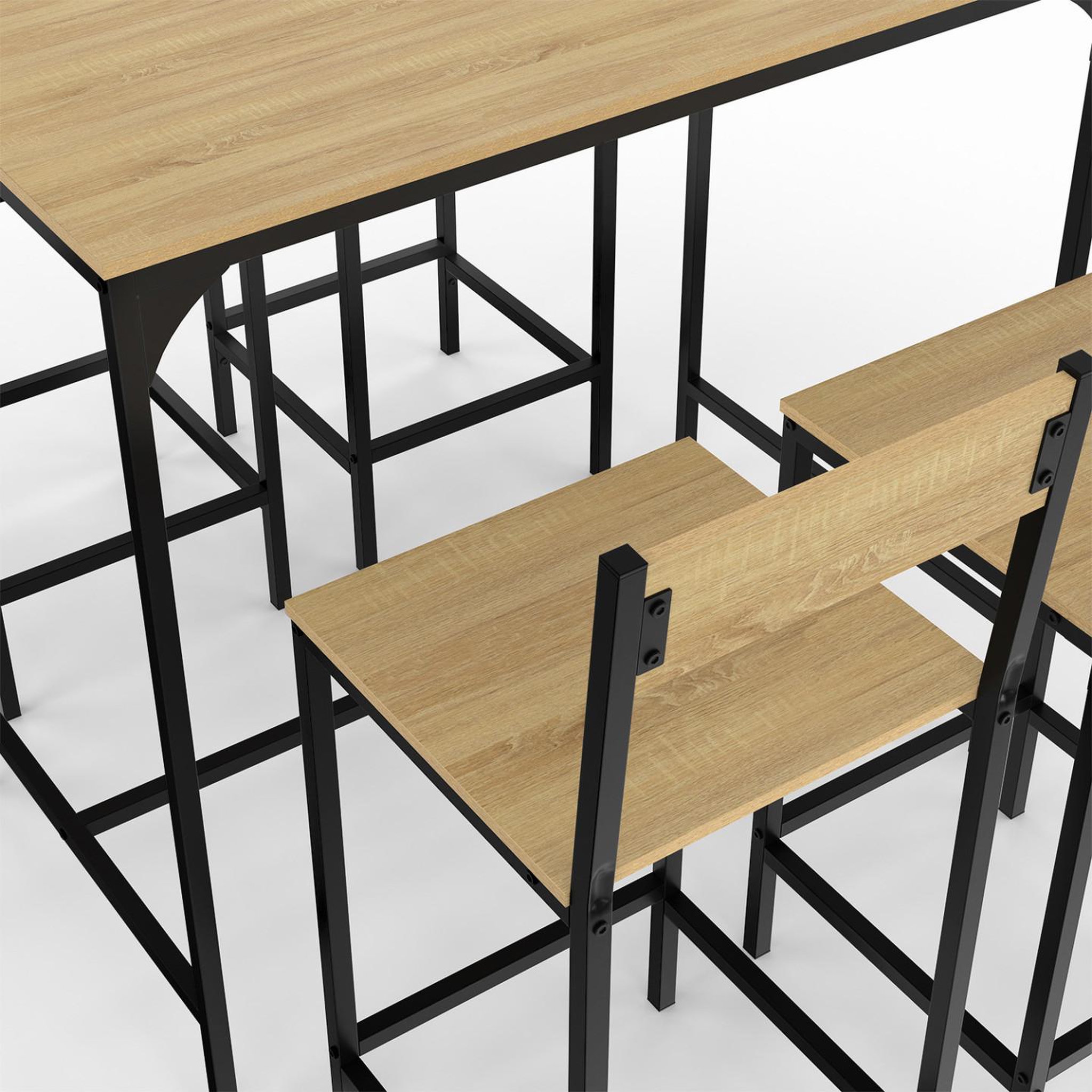 Voir la diapositive 5 : ID MARKET Ensemble table haute de bar detroit 100 cm et 4 chaises de bar design industriel