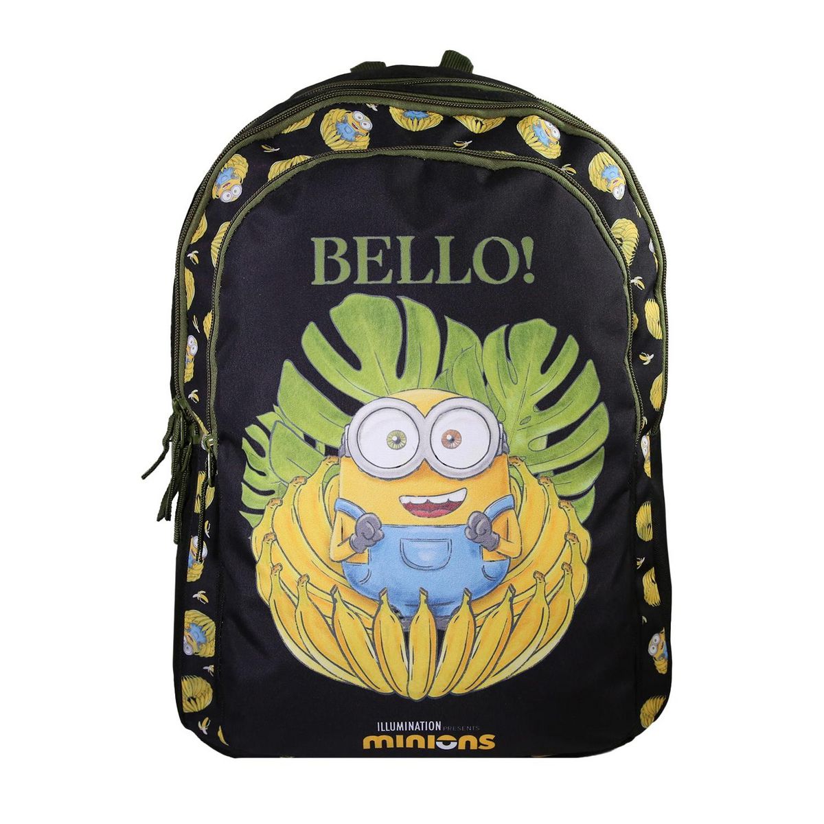 Bagtrotter Bagtrotter - Les Minions - Sac à Dos Scolaire - Noir -  2 Compartiments Zippés - 1 Poche Zippée - 32x16x46cm - Bretelles Matelassées - Dos Matelassé - Matière Polyester - Sac à Dos Scolaire Primaire