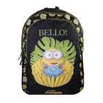 Bagtrotter Bagtrotter - Les Minions - Sac à Dos Scolaire - Noir -  2 Compartiments Zippés - 1 Poche Zippée - 32x16x46cm - Bretelles Matelassées - Dos Matelassé - Matière Polyester - Sac à Dos Scolaire Primaire