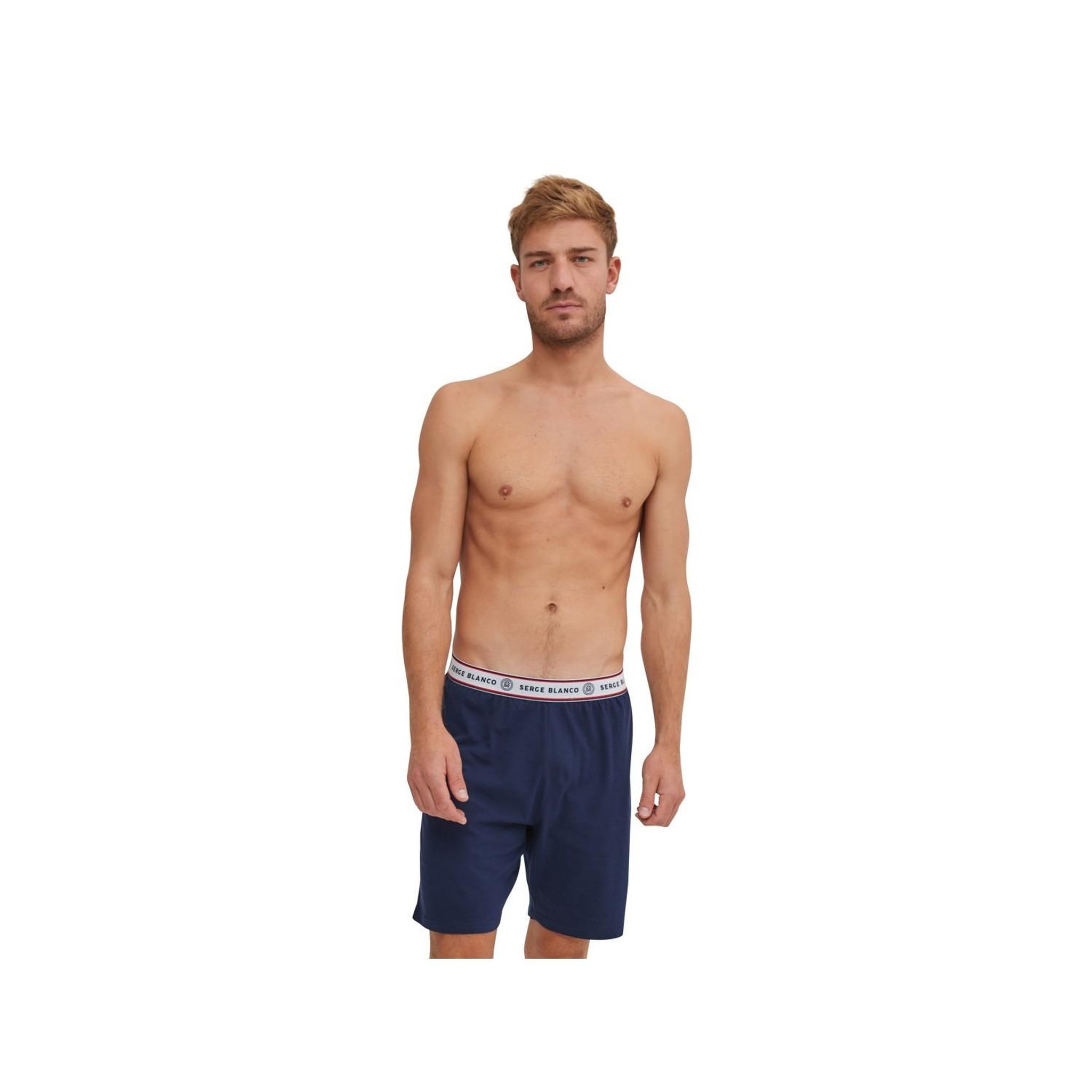 Voir la diapositive 3 : SERGE BLANCO Ensemble pyjama court tshirt col rond homme en coton