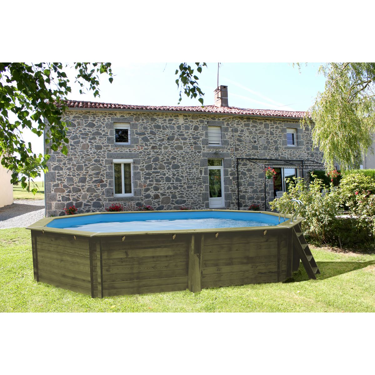 SUNBAY Piscine bois ovale CANNELLE