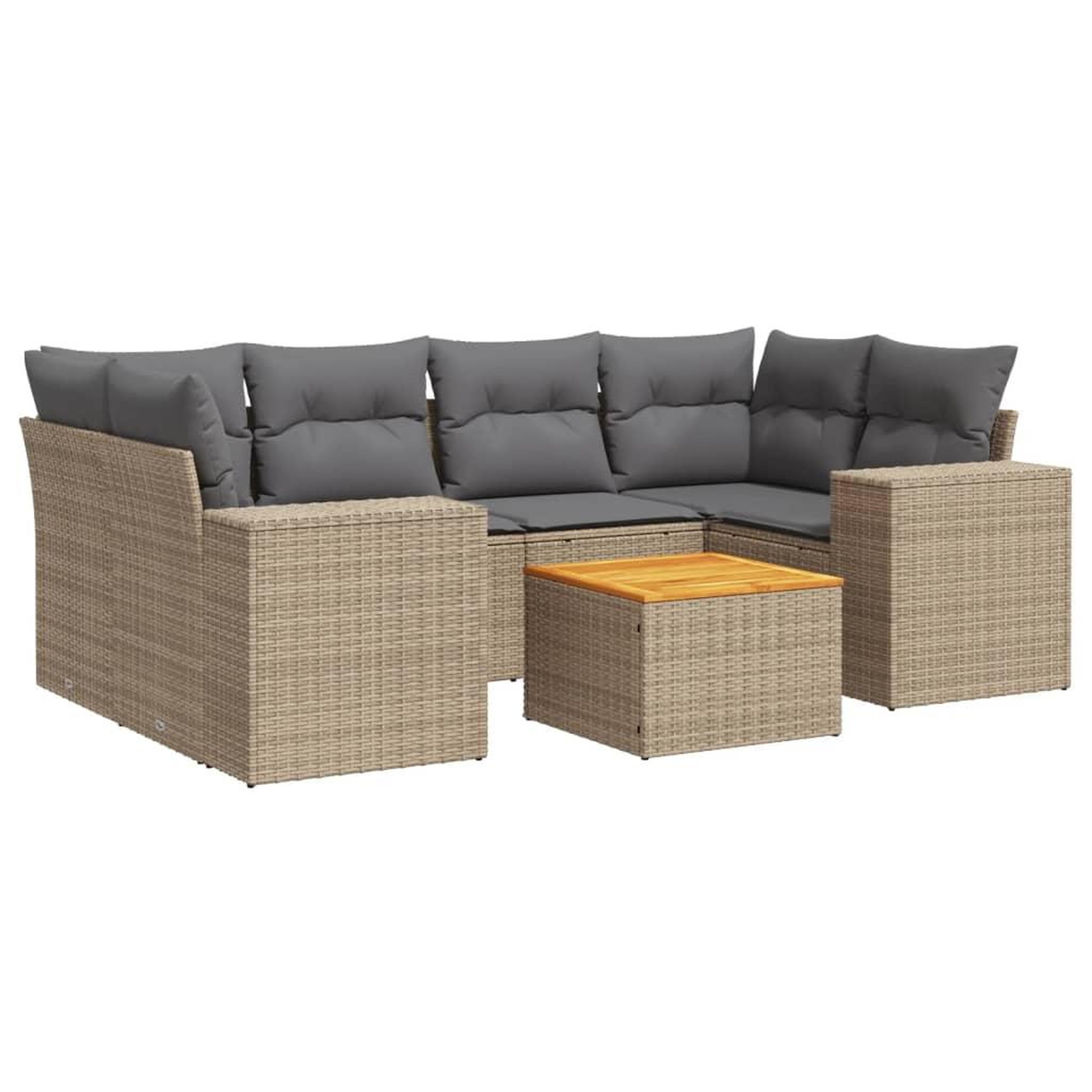 Voir la diapositive 2 : VIDAXL Salon de jardin avec coussins 7 pcs beige resine tressee