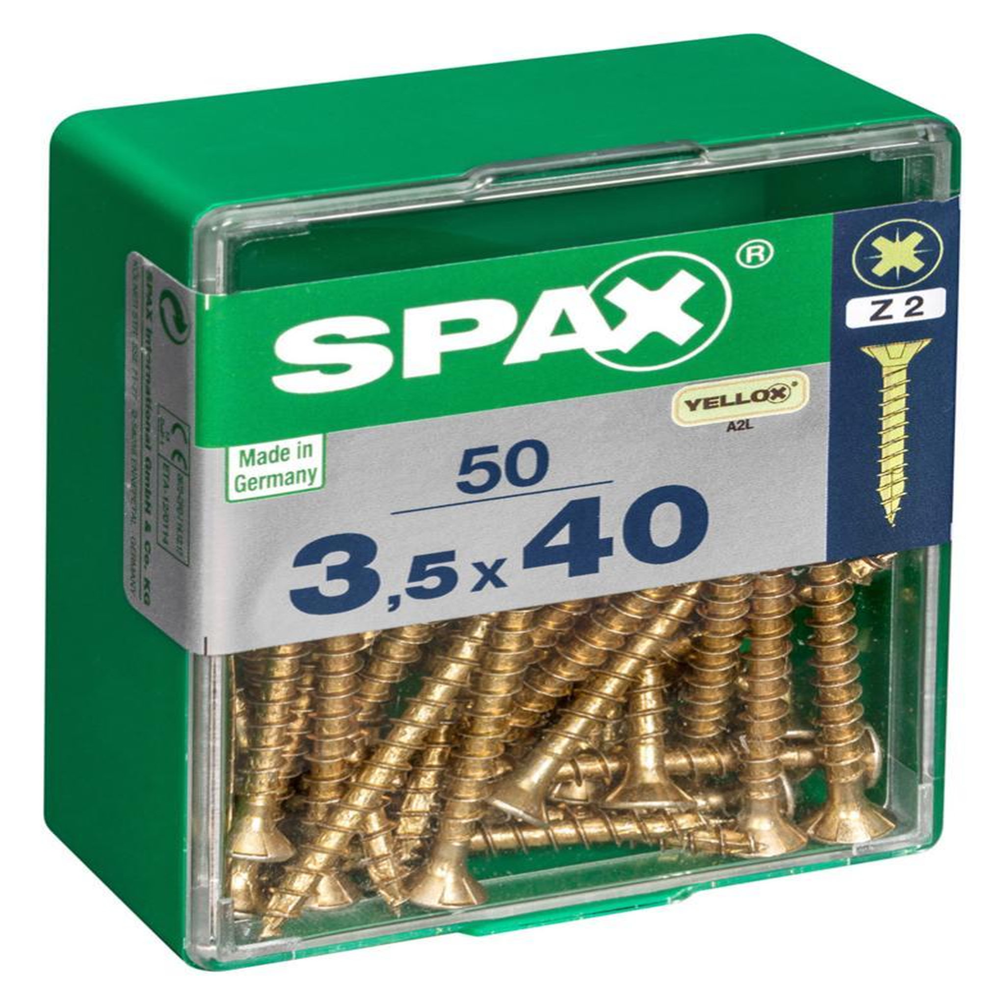 CENTRALE BRICO Lot de 50 vis acier tête fraisée pozidriv SPAX, Diam.3.5 mm x L.40 mm