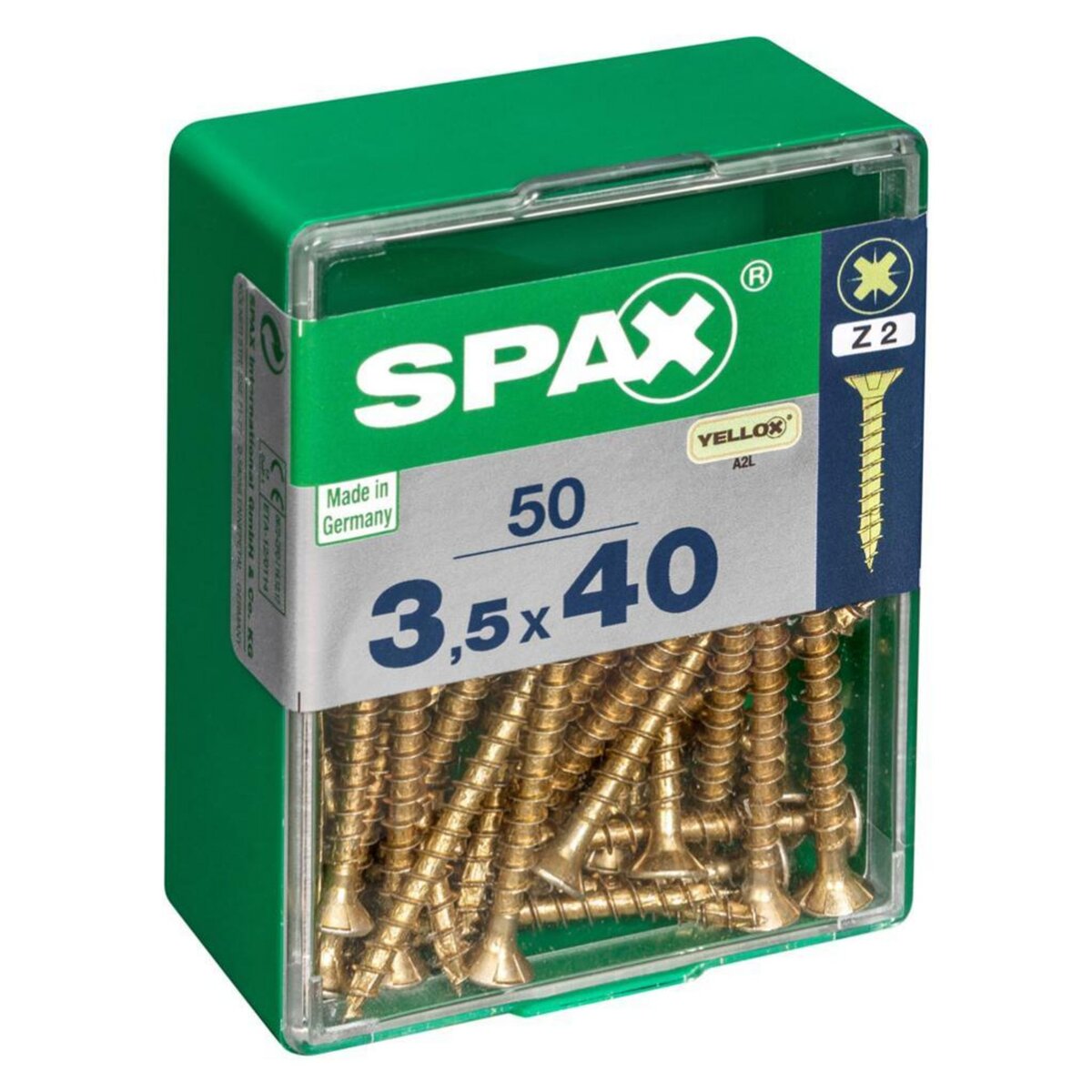 CENTRALE BRICO Lot de 50 vis acier tête fraisée pozidriv SPAX, Diam.3.5 mm x L.40 mm