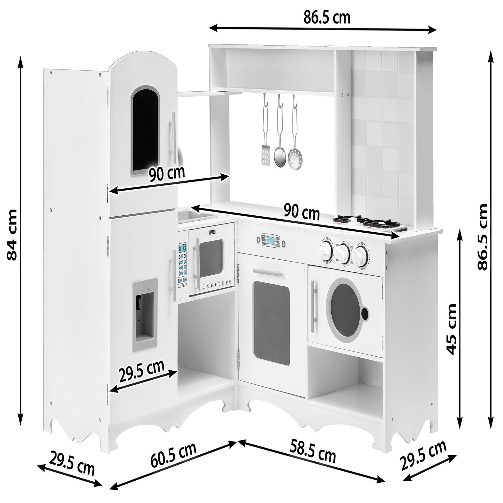 Voir la diapositive 3 : MAMABRUM Grande cuisine d'angle bois avec lave-linge mamabrum